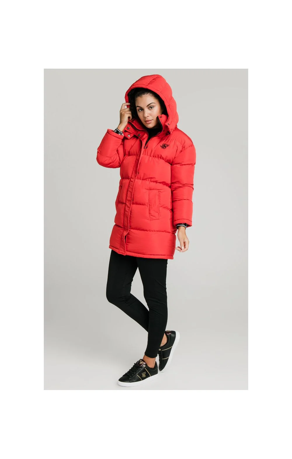 SikSilk Longline Padded Jacket - Red - Image 3