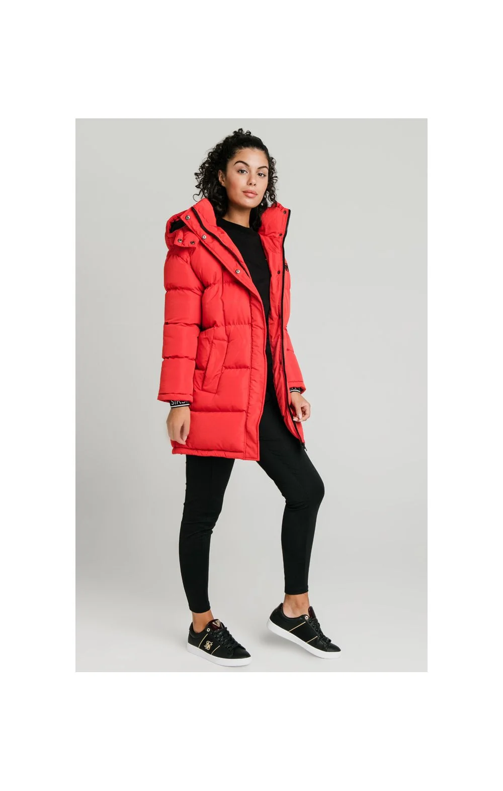 SikSilk Longline Padded Jacket - Red - Image 5