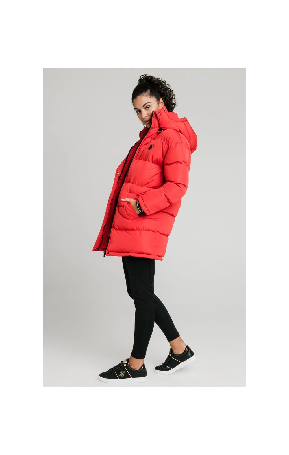 SikSilk Longline Padded Jacket - Red - Image 6