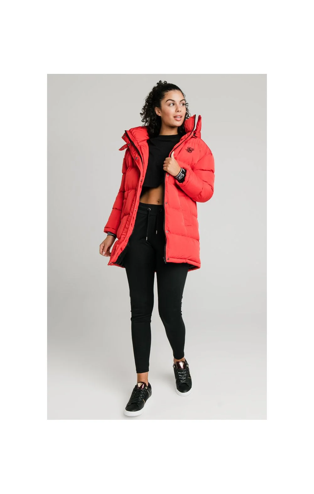 SikSilk Longline Padded Jacket - Red - Image 7