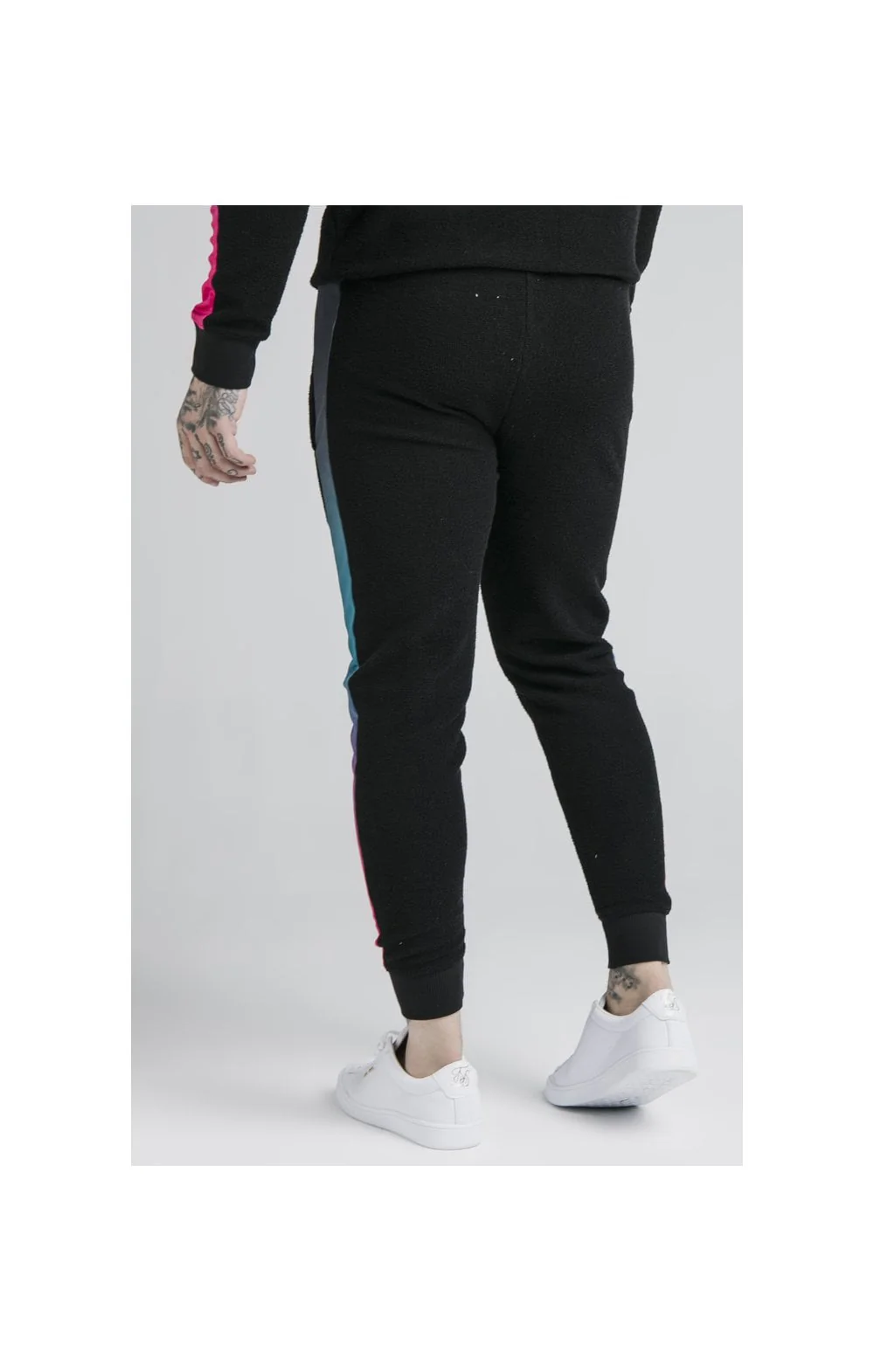 SikSilk Loop Back Fade Joggers - Black & Tri Neon - Image 2