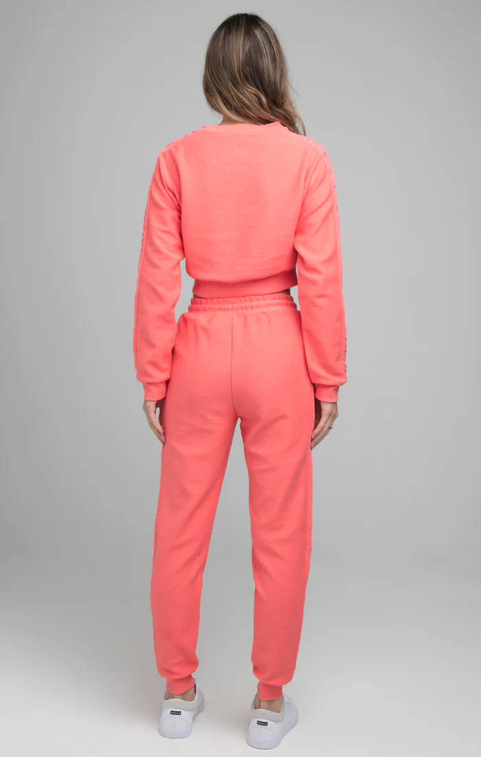 SikSilk Loopback Embroidered Crop Sweat - Pink - Image 6