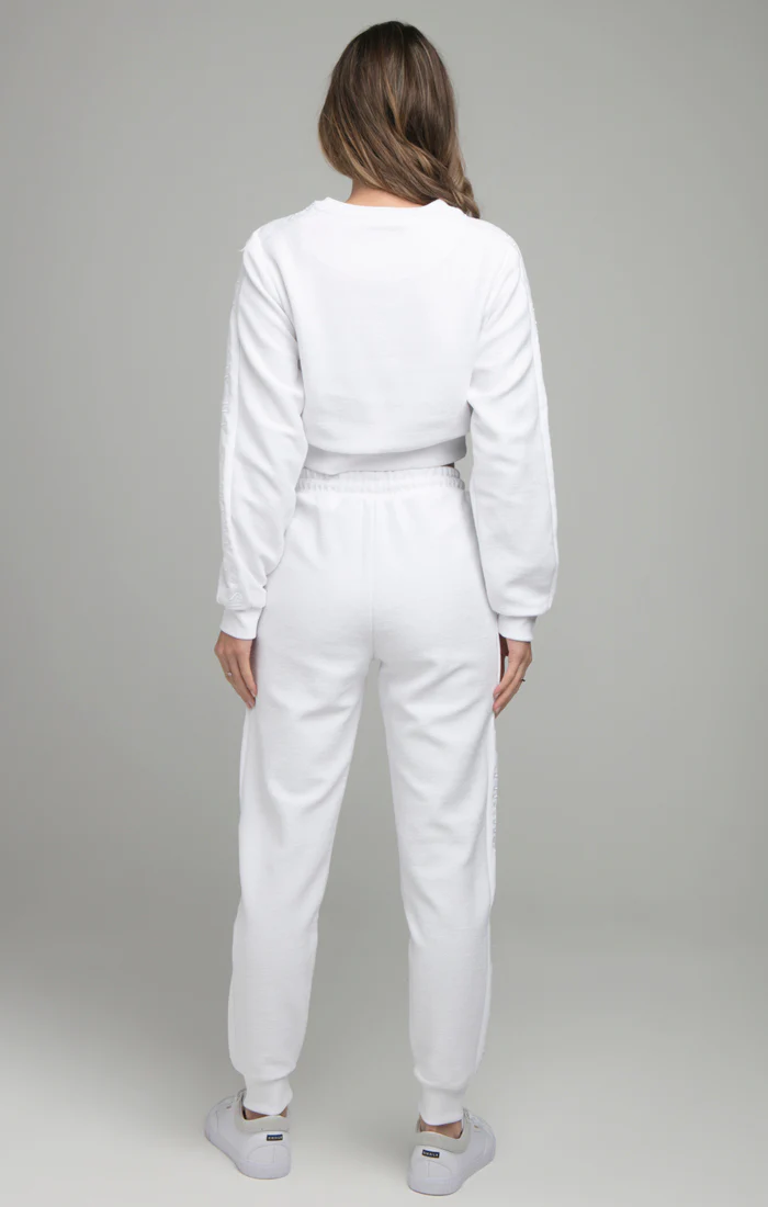SikSilk Loopback Embroidered Crop Sweat - White - Image 6