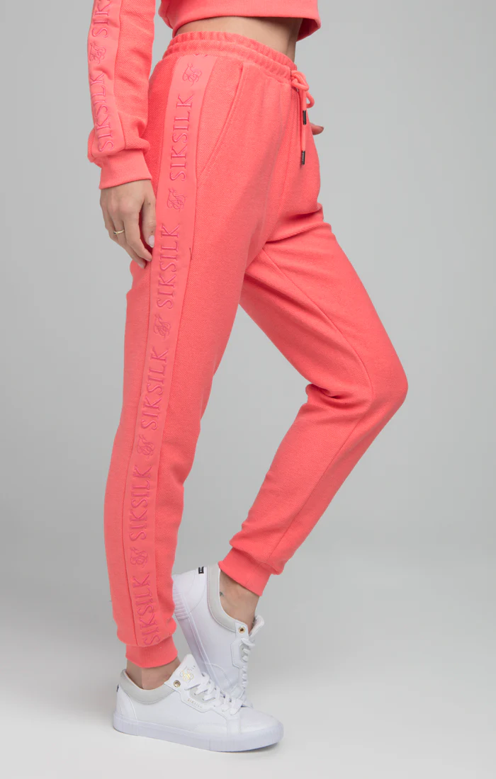 SikSilk Loopback Embroidered Joggers - Pink - Image 4