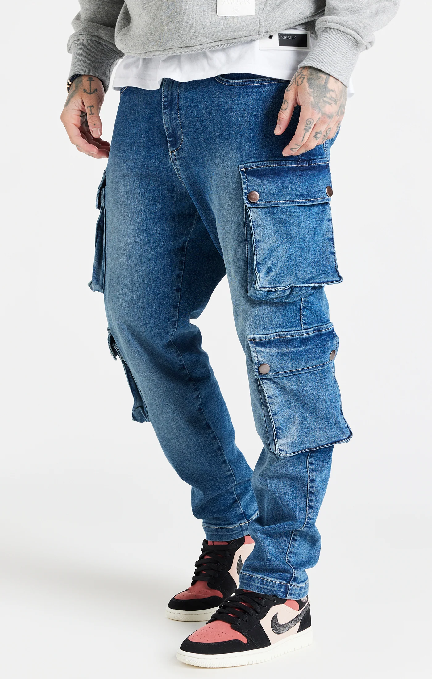 Blue Loose Fit Cargo Pant