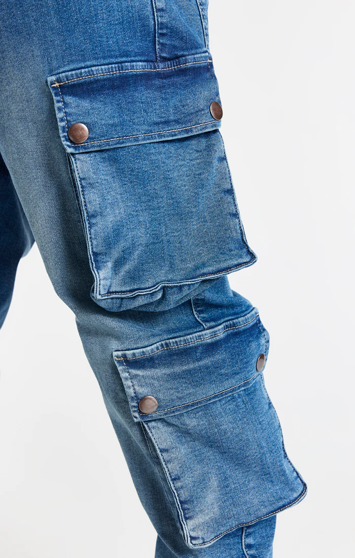 Blue Loose Fit Cargo Pant - Image 4