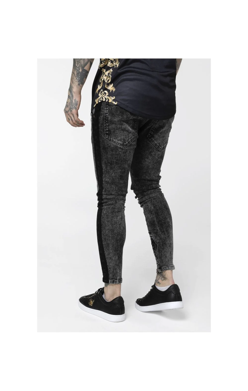 SikSilk Low Rise Cartel Denims - Black Acid Wash - Image 5