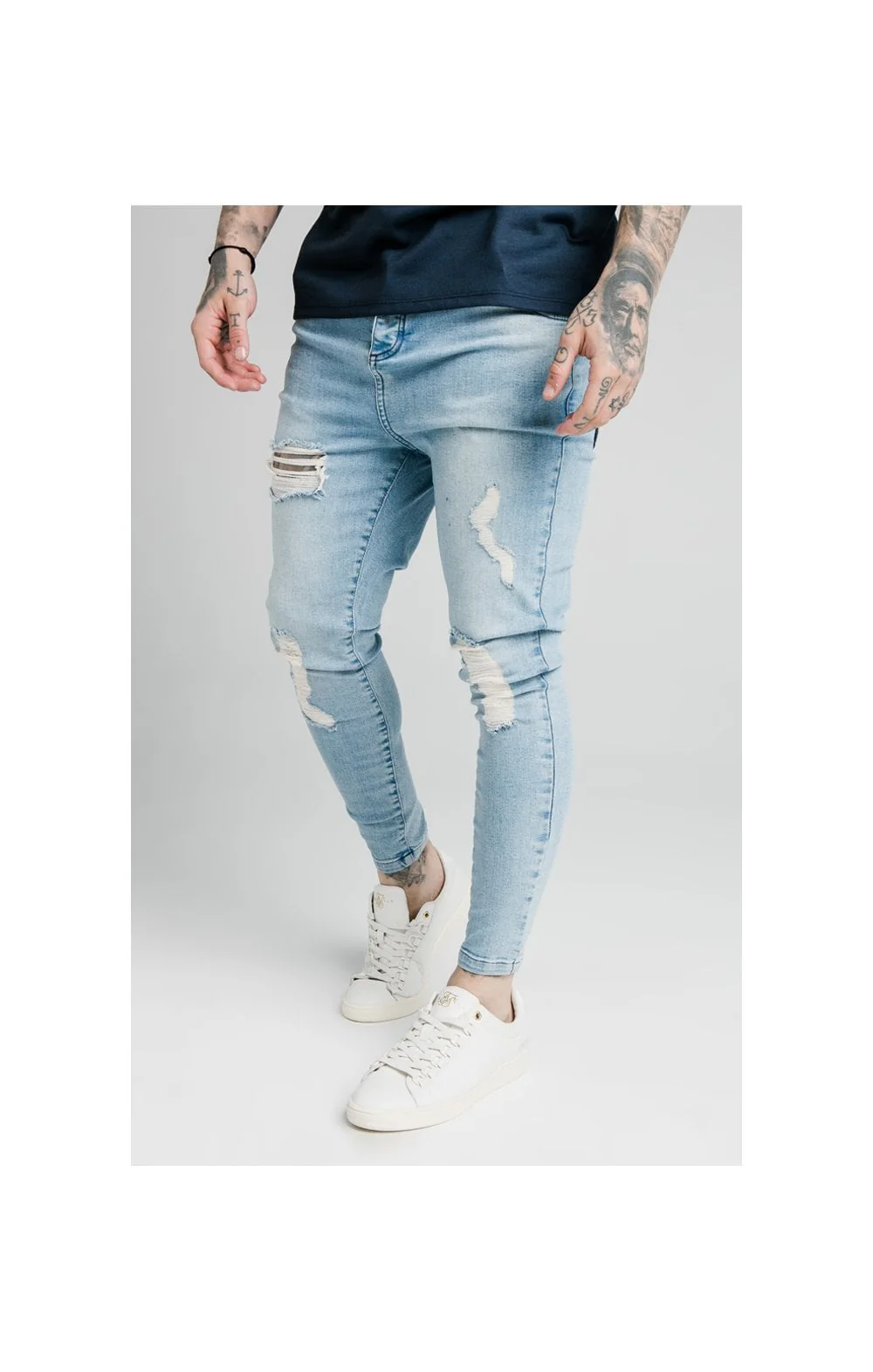 SikSilk Low Rise Jeans - Washed Blue