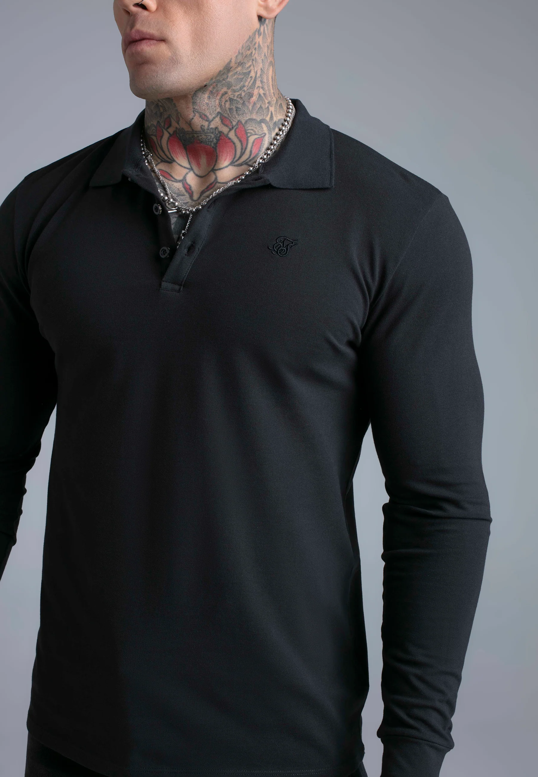Black LS Button Polo - Image 2