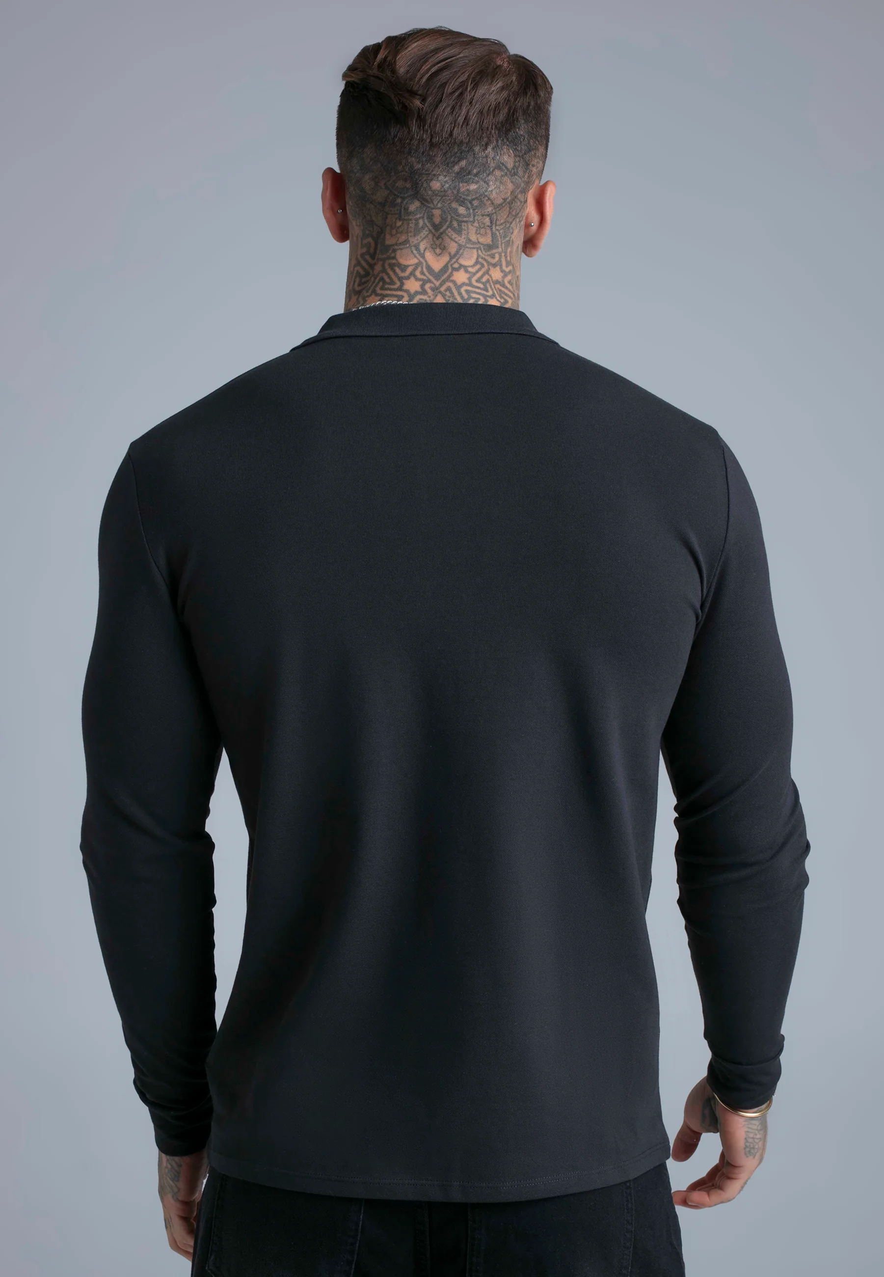 Black LS Button Polo - Image 4