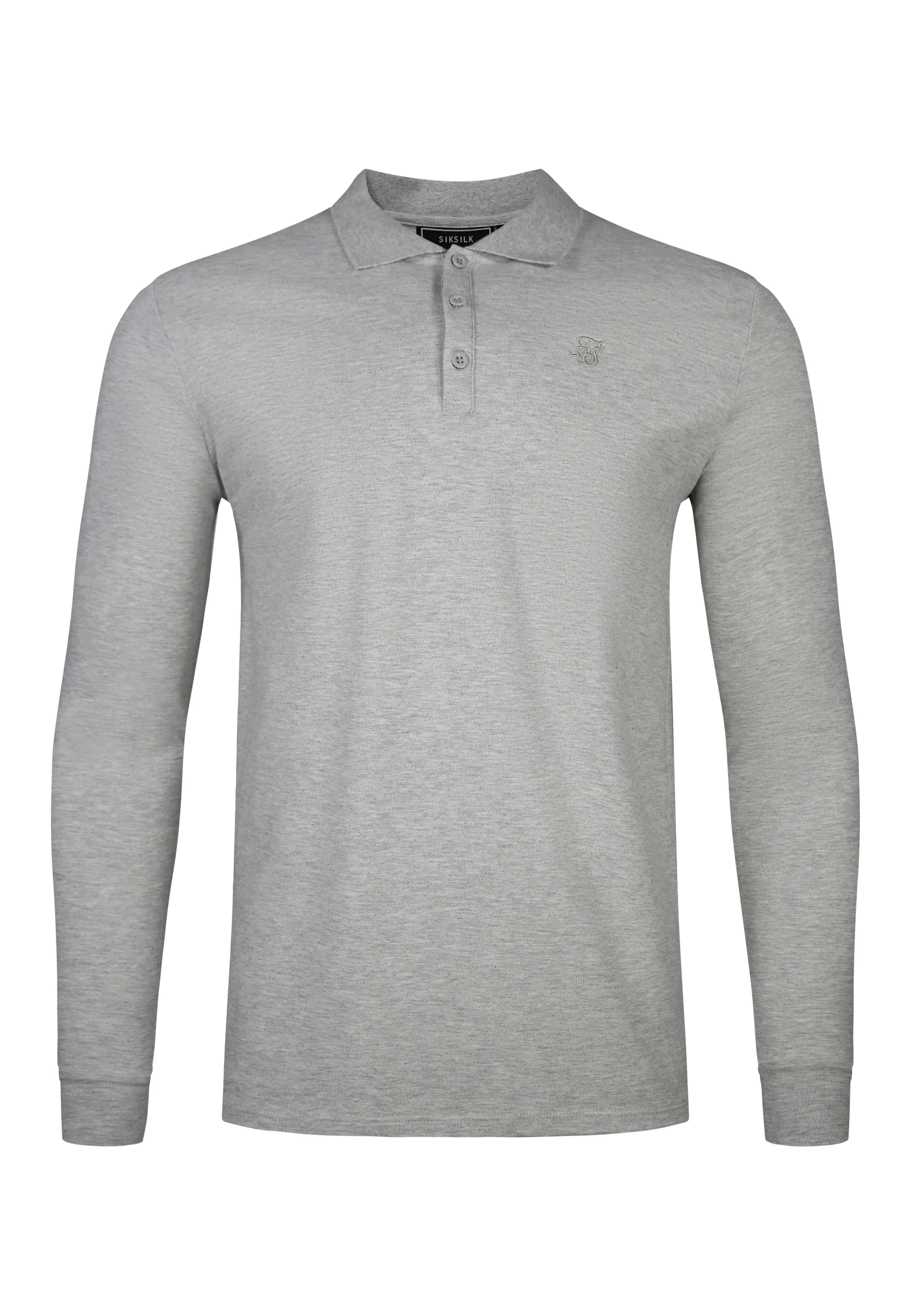 Grey Marl LS Button Polo - Image 5