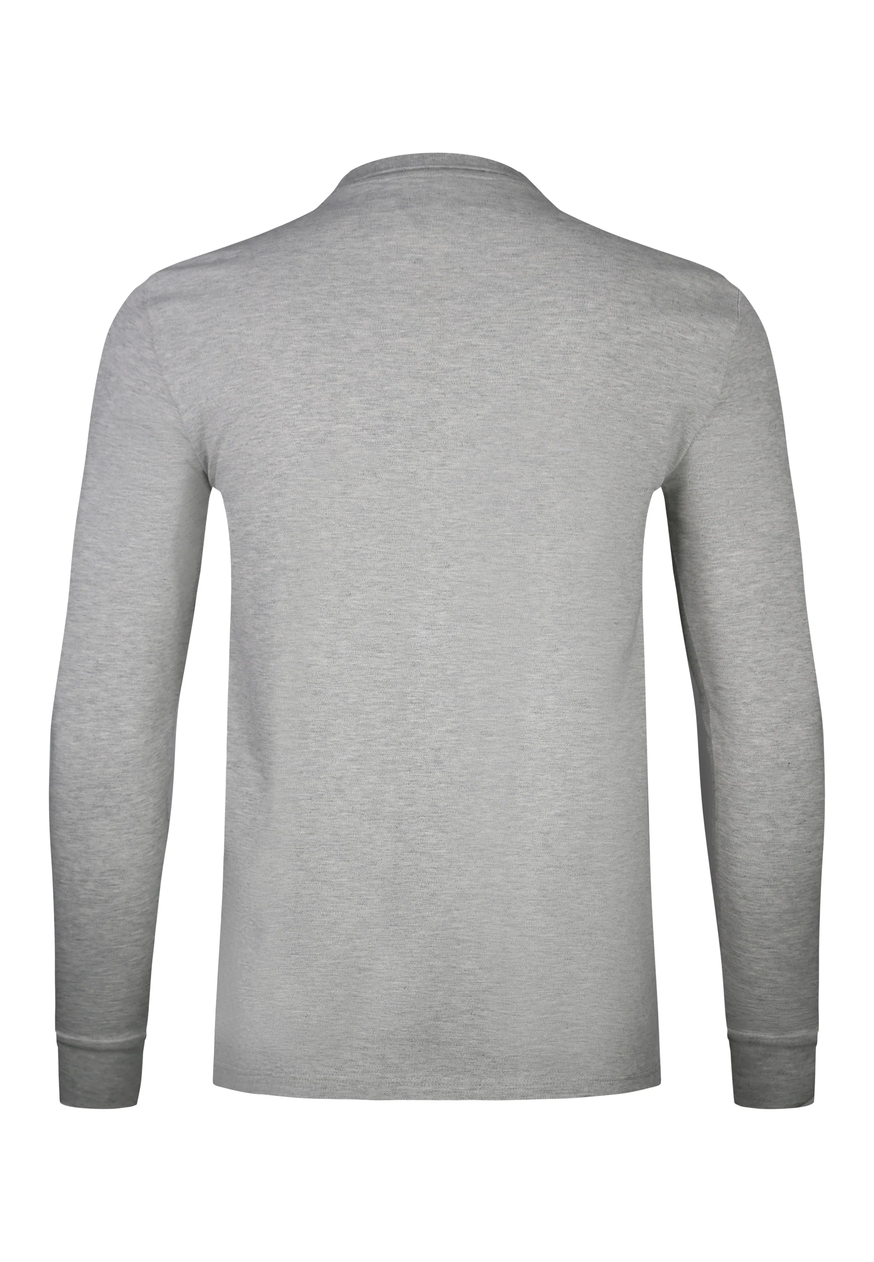 Grey Marl LS Button Polo - Image 6