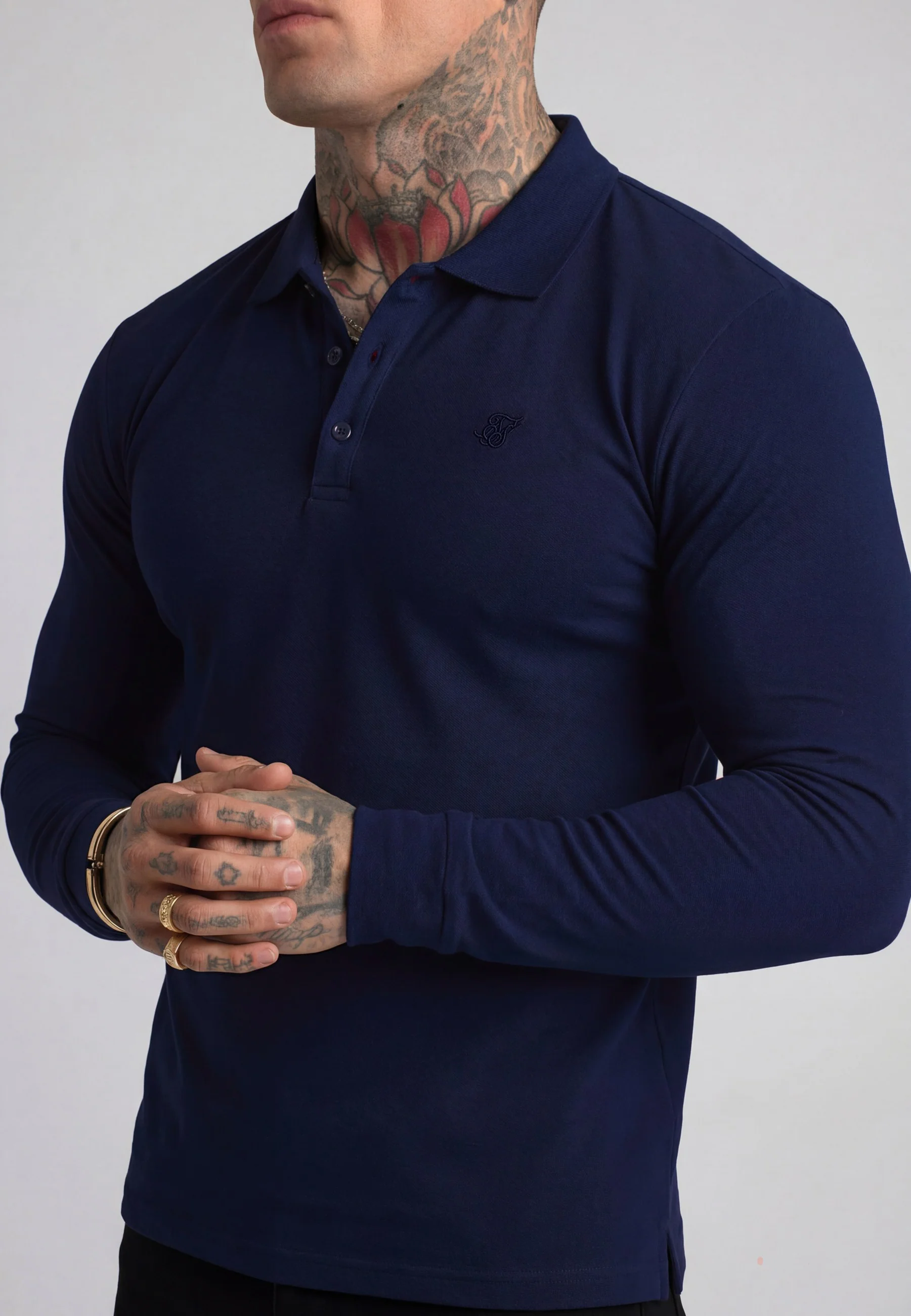 Navy LS Button Polo - Image 2