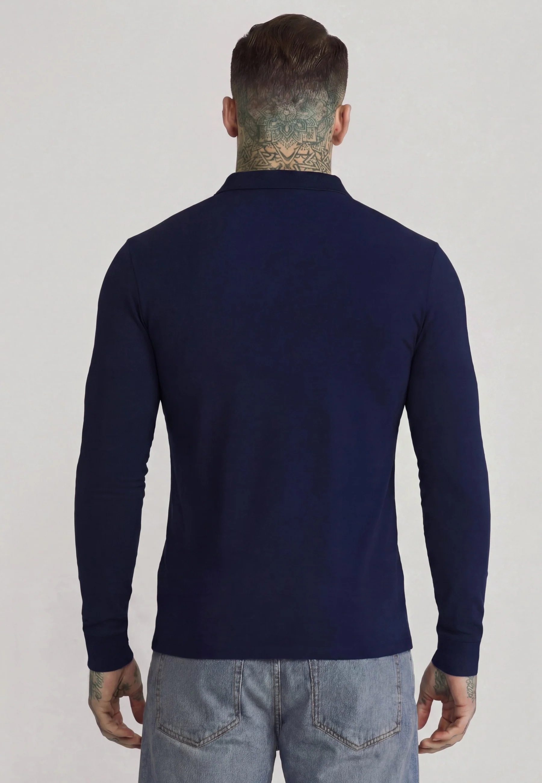 Navy LS Button Polo - Image 5