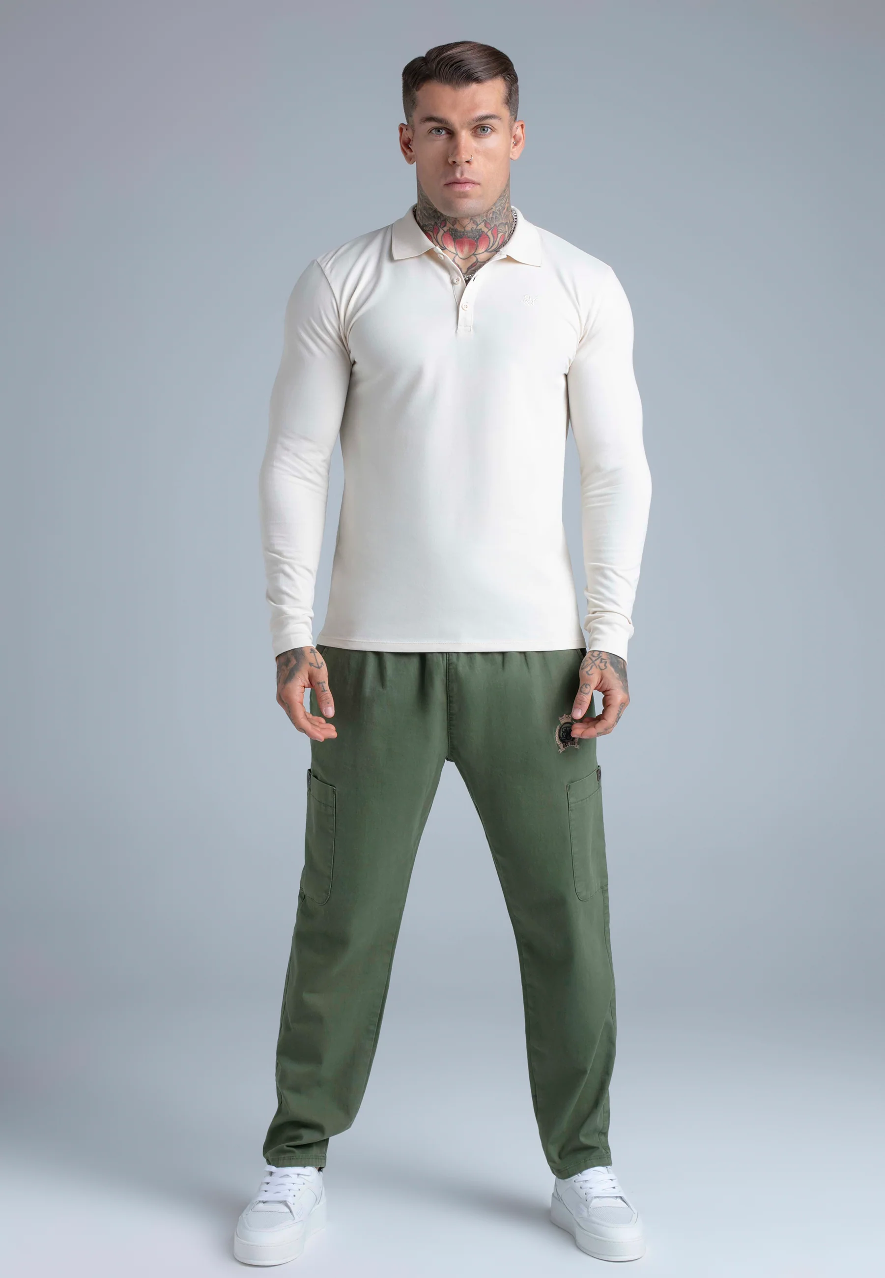 Ecru LS Button Polo - Image 3