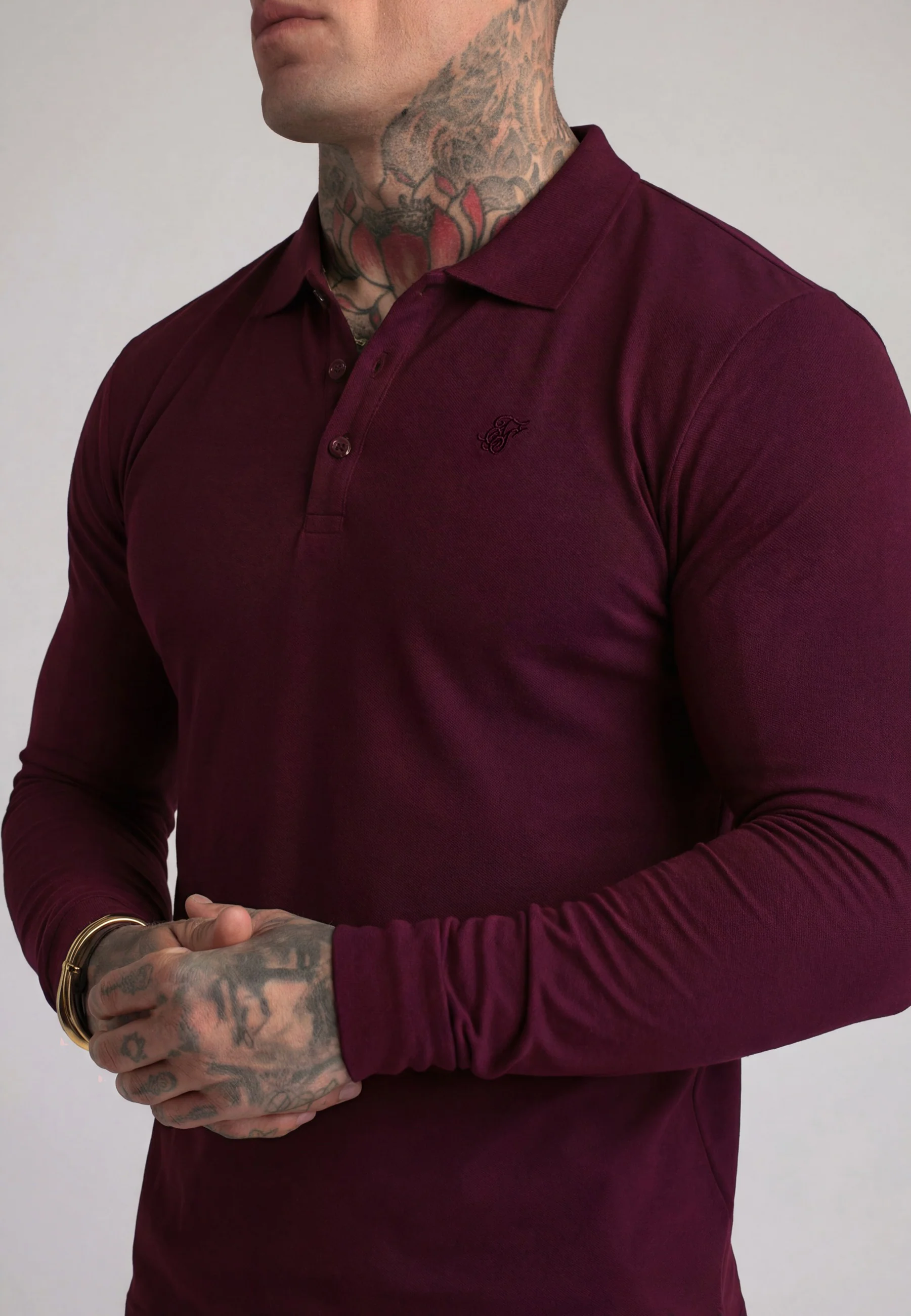Burgundy LS Button Polo - Image 2