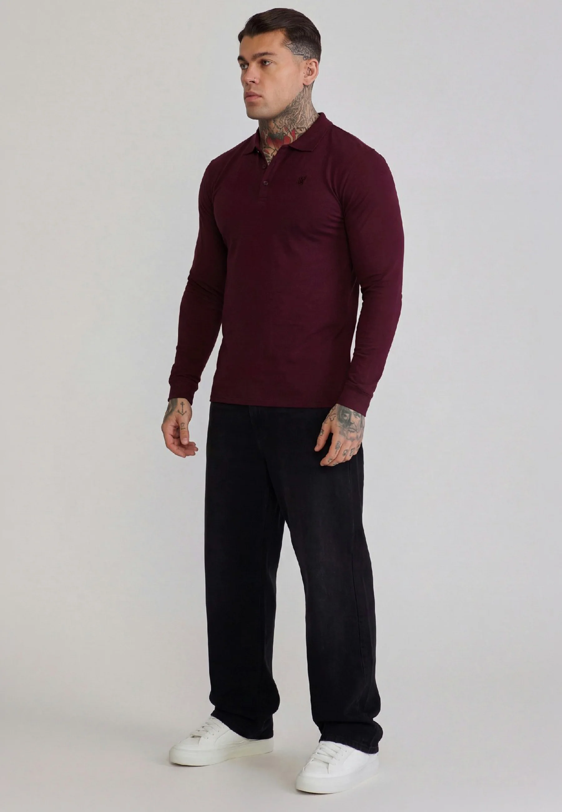 Burgundy LS Button Polo - Image 4