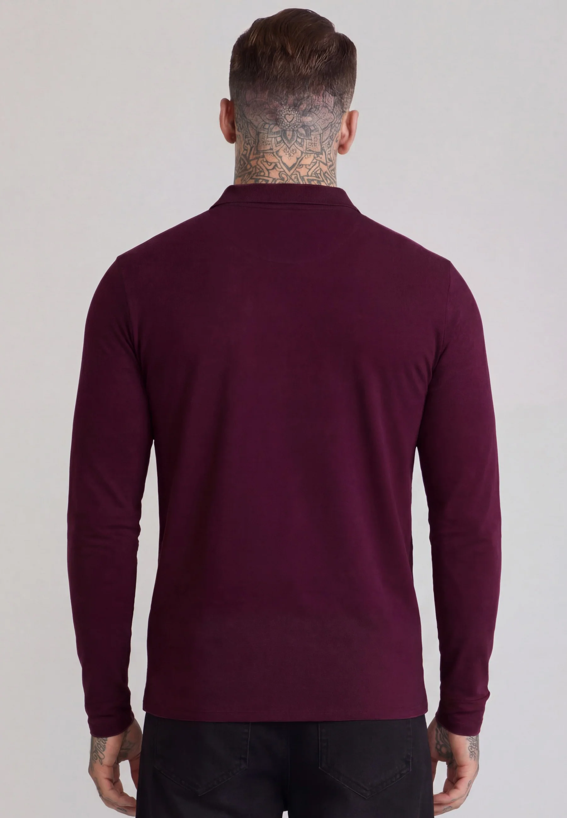 Burgundy LS Button Polo - Image 5