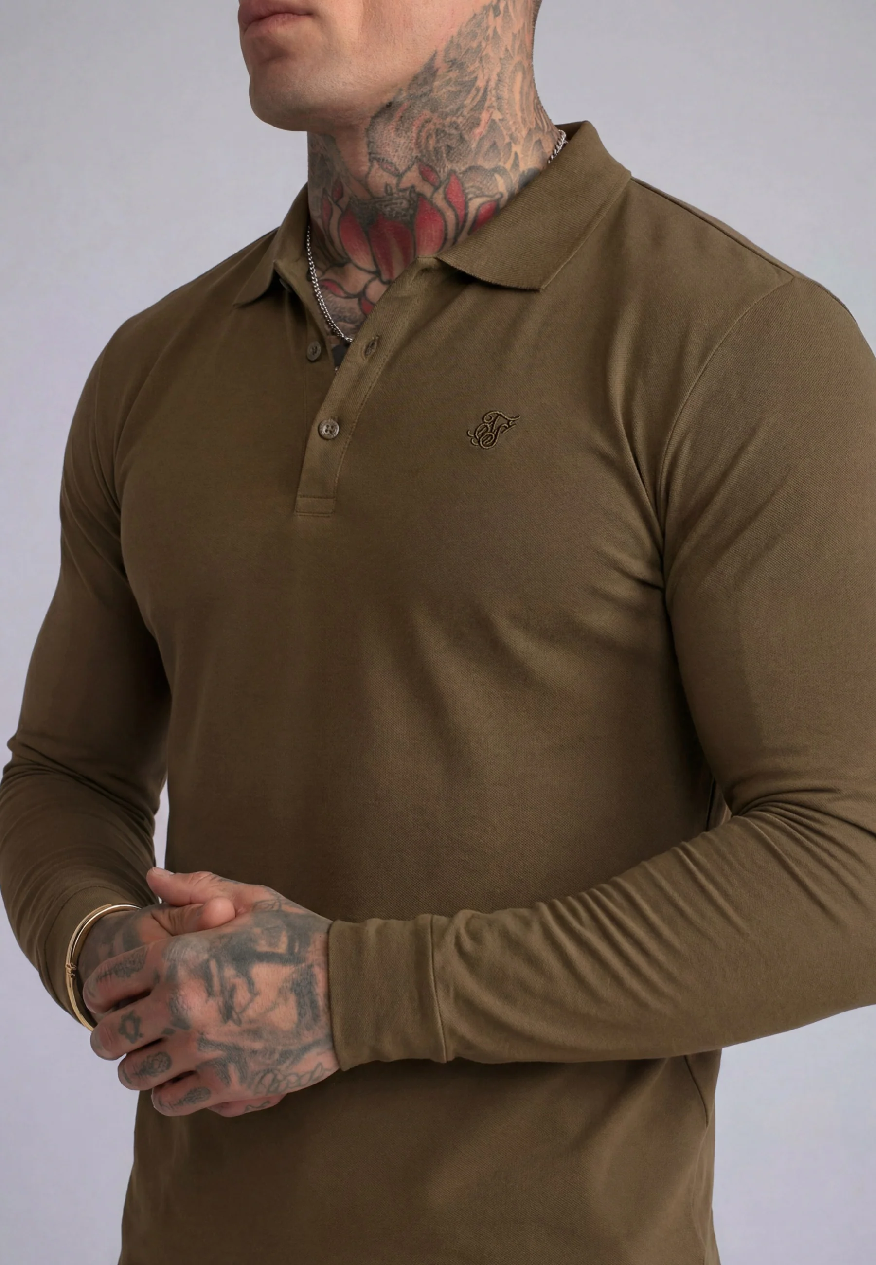 Khaki Green LS Button Polo - Image 2