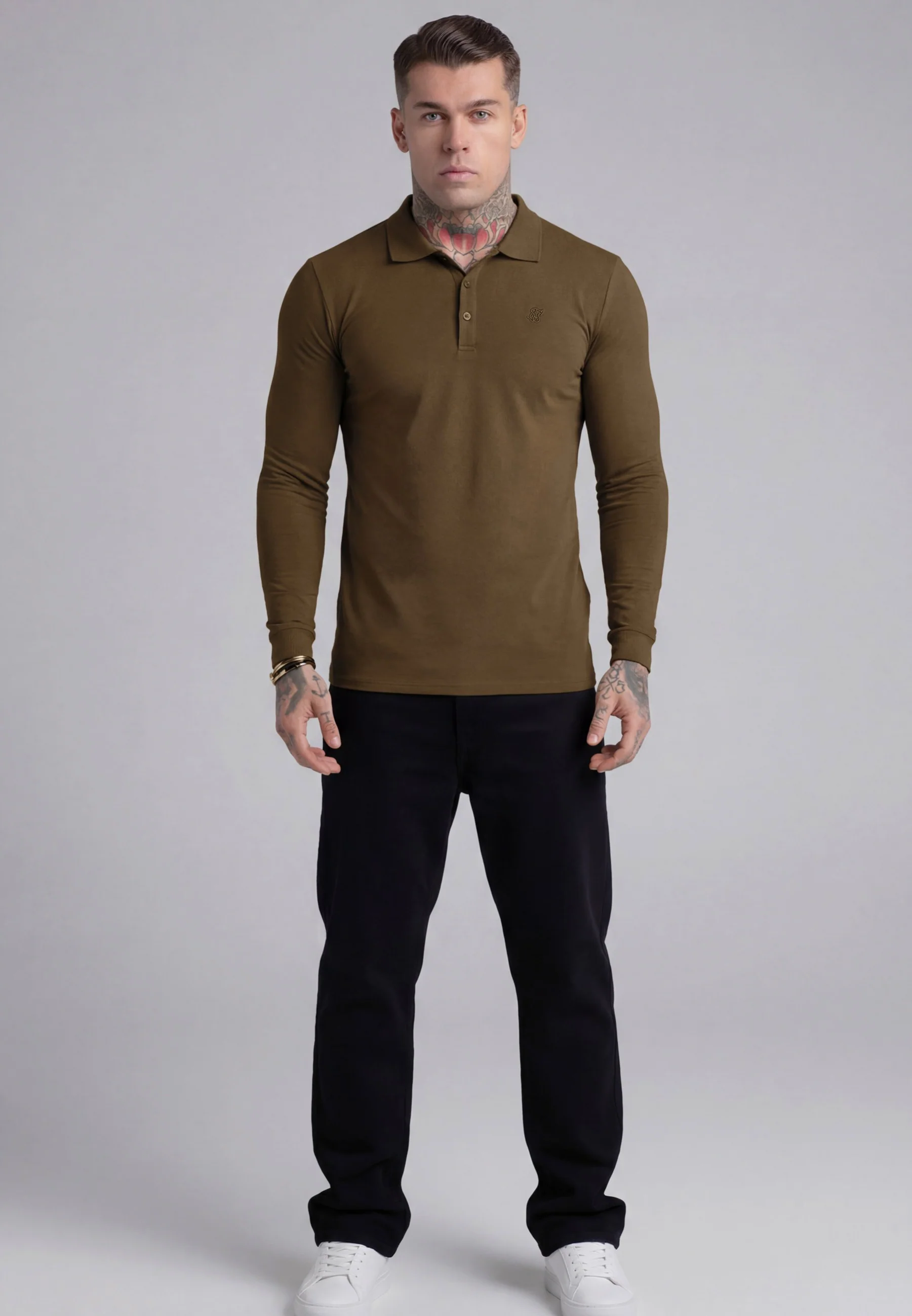 Khaki Green LS Button Polo - Image 3