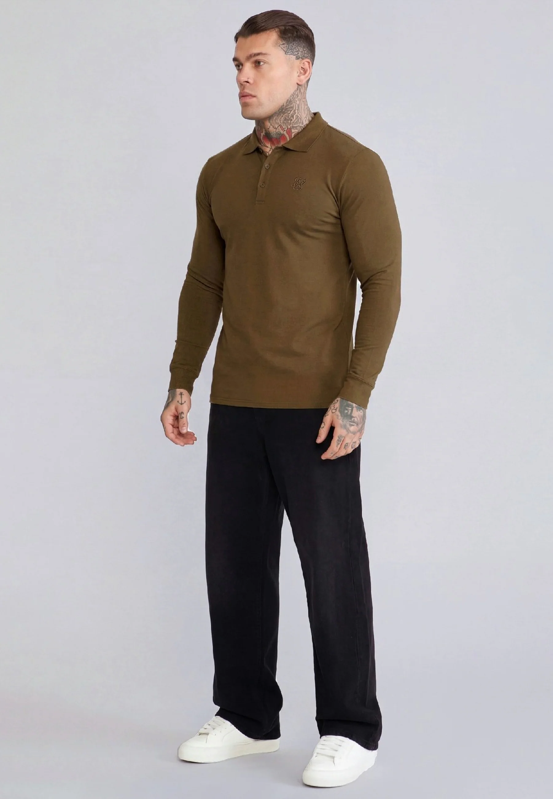 Khaki Green LS Button Polo - Image 4