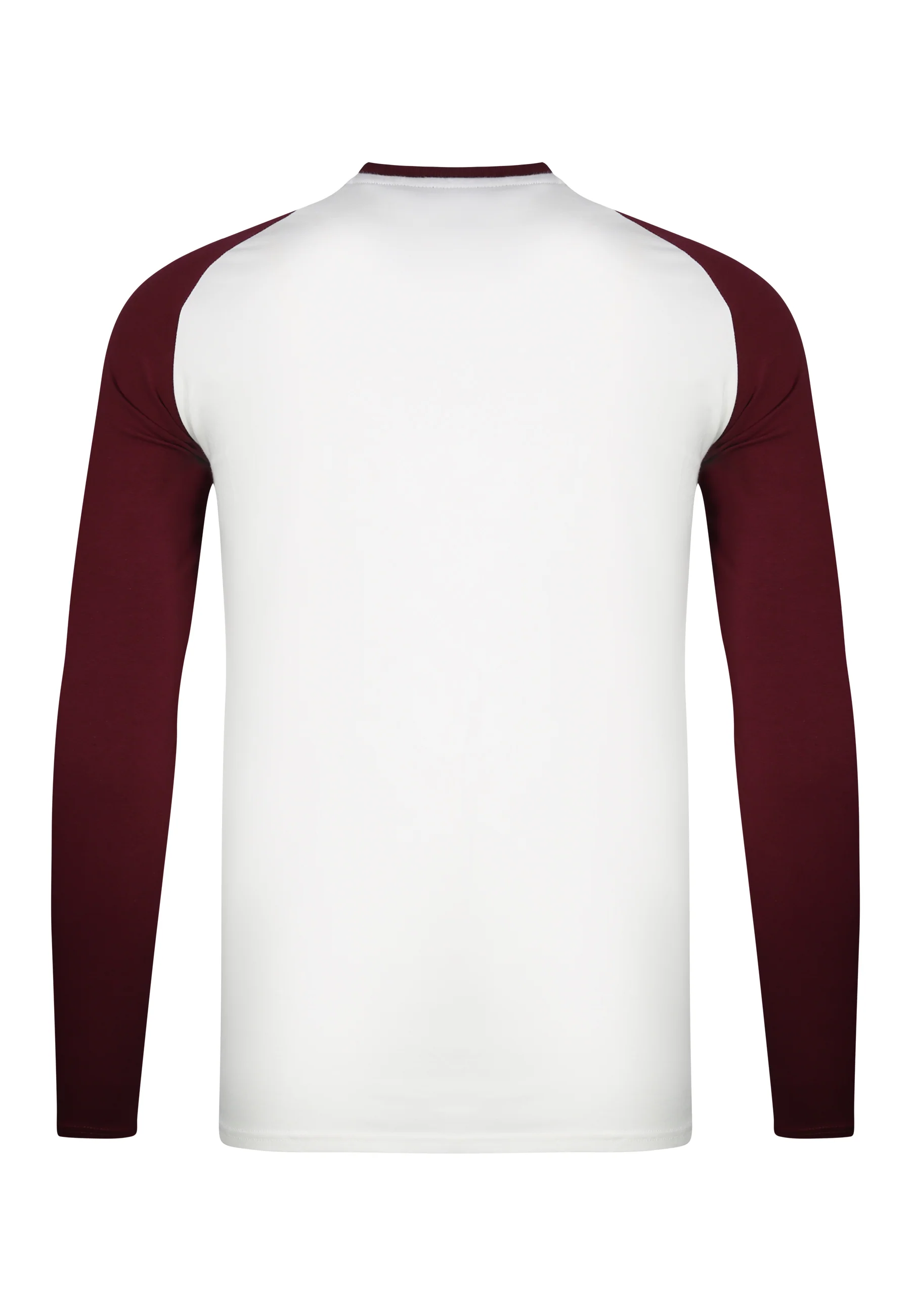 White and Burgundy LS Muscle Fit T-Shirt - Image 7