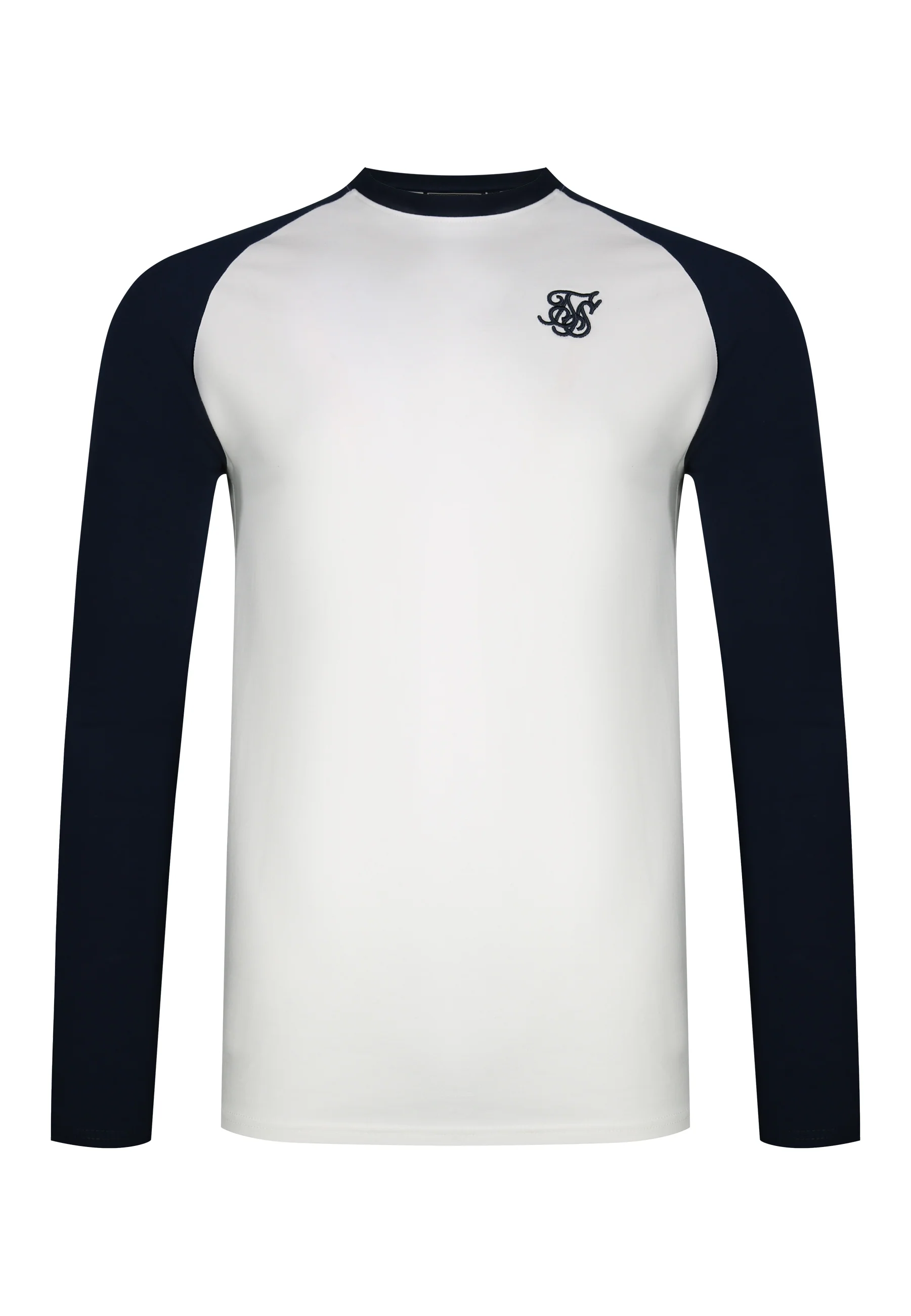 White and Navy LS Muscle Fit T-Shirt - Image 6