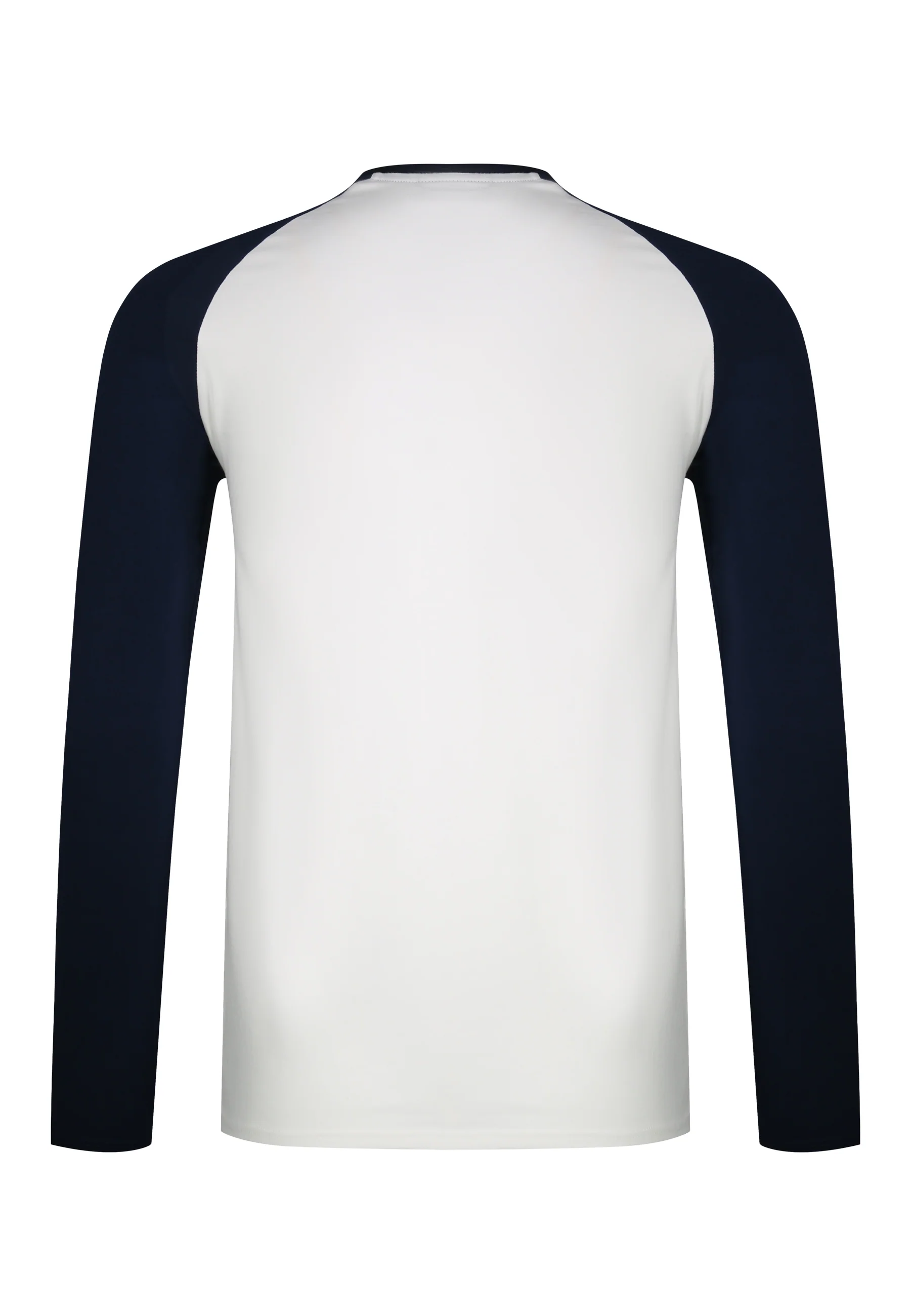 White and Navy LS Muscle Fit T-Shirt - Image 7