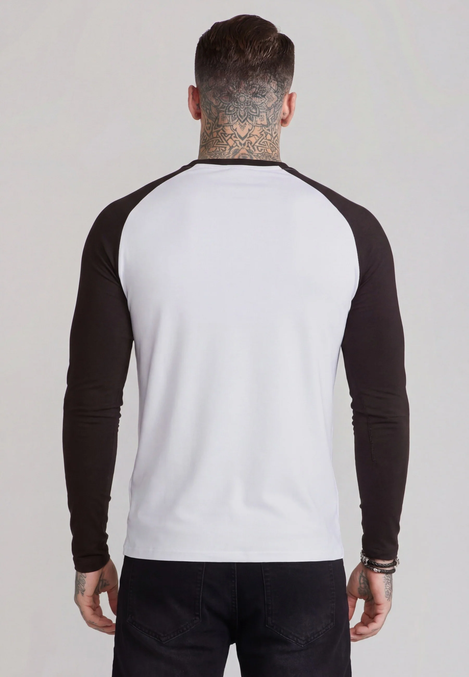 White and Brown LS Muscle Fit T-Shirt - Image 5
