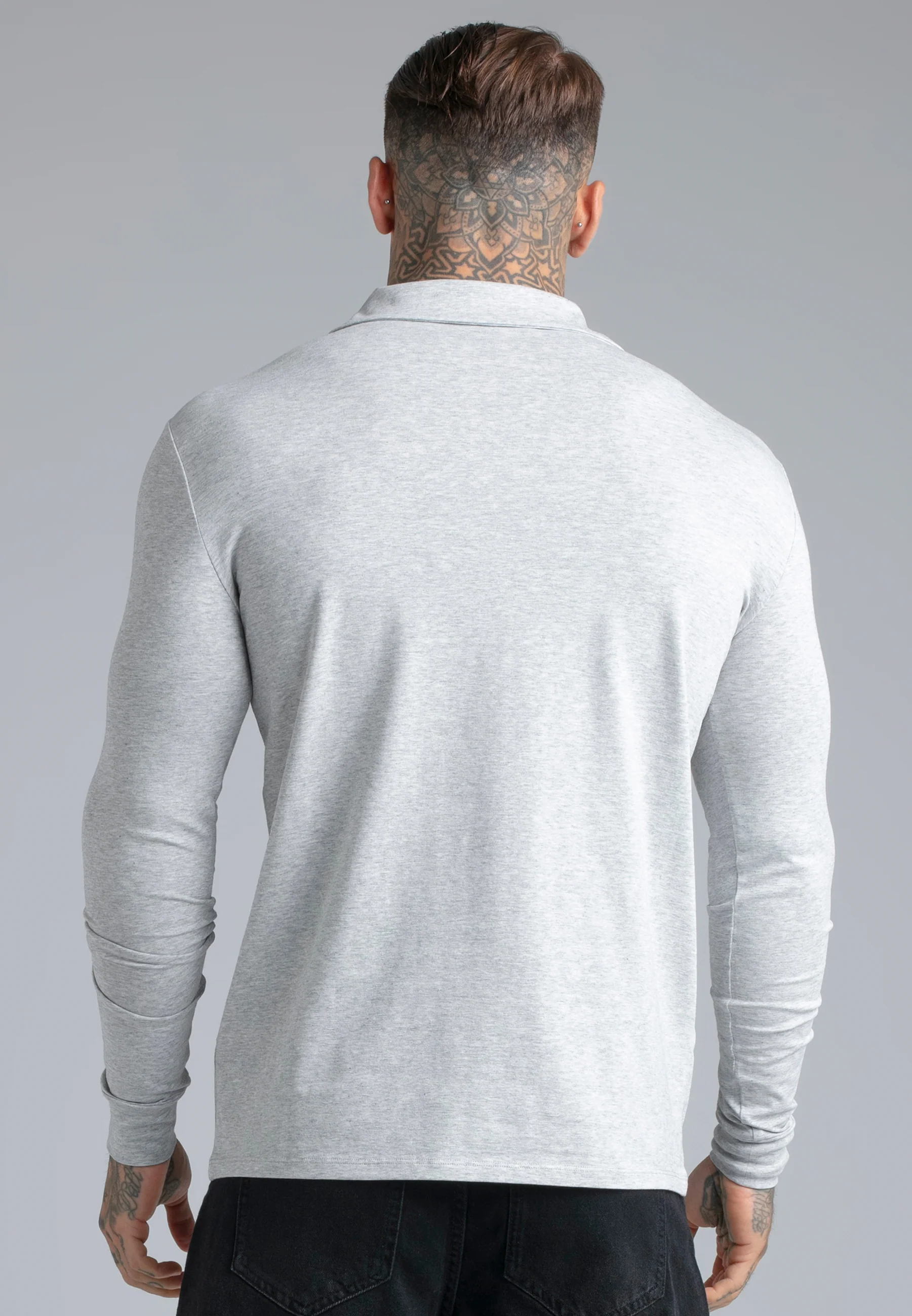 Grey Marl LS Revere Polo - Image 5
