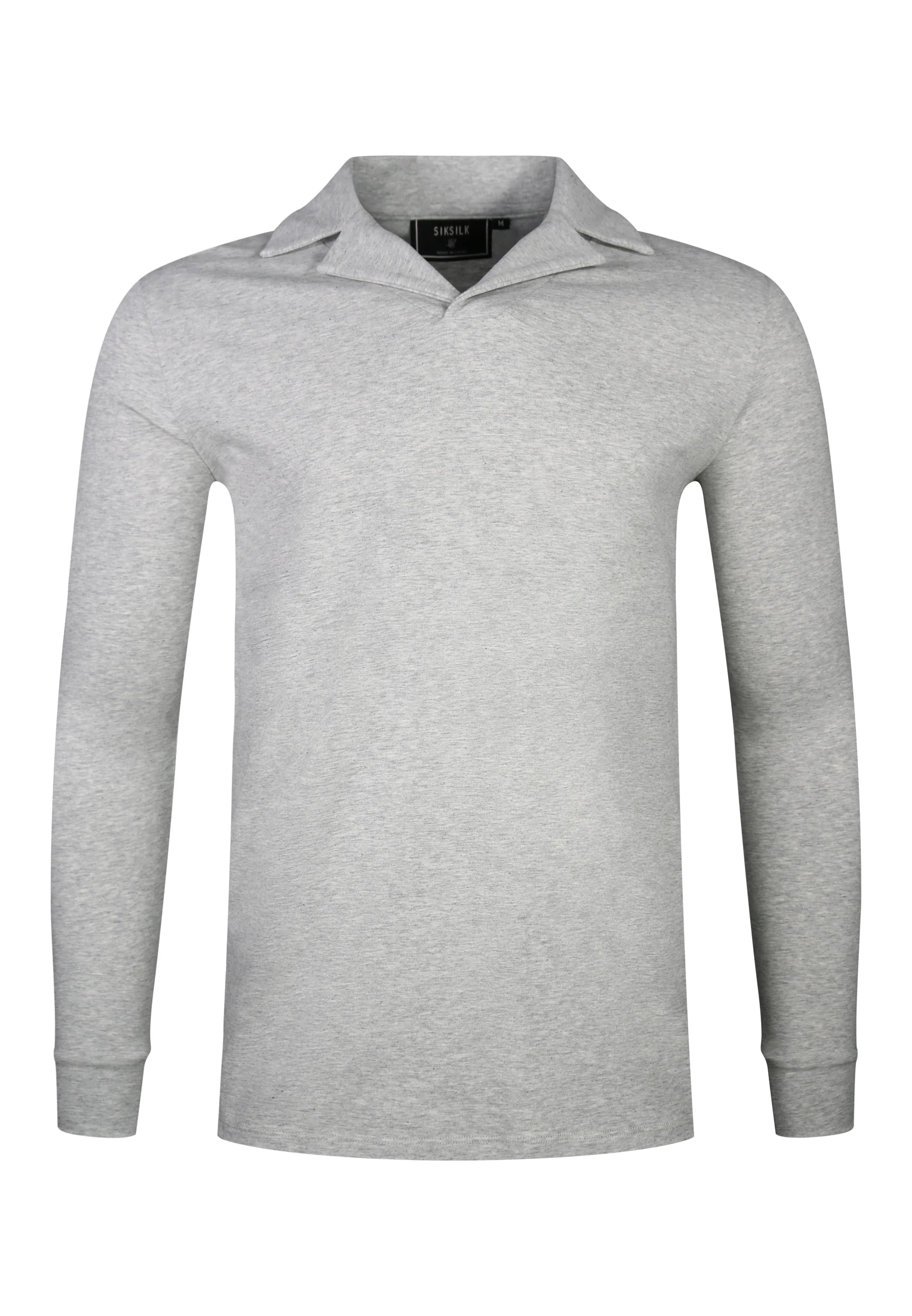 Grey Marl LS Revere Polo - Image 6