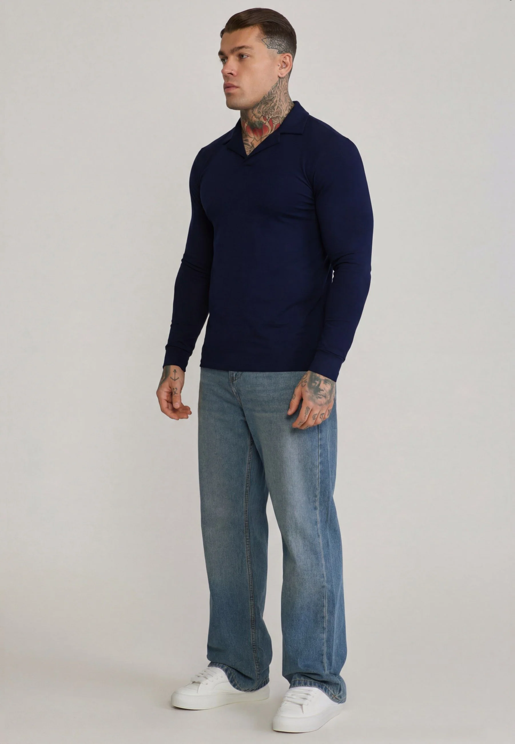 Navy LS Revere Polo - Image 4