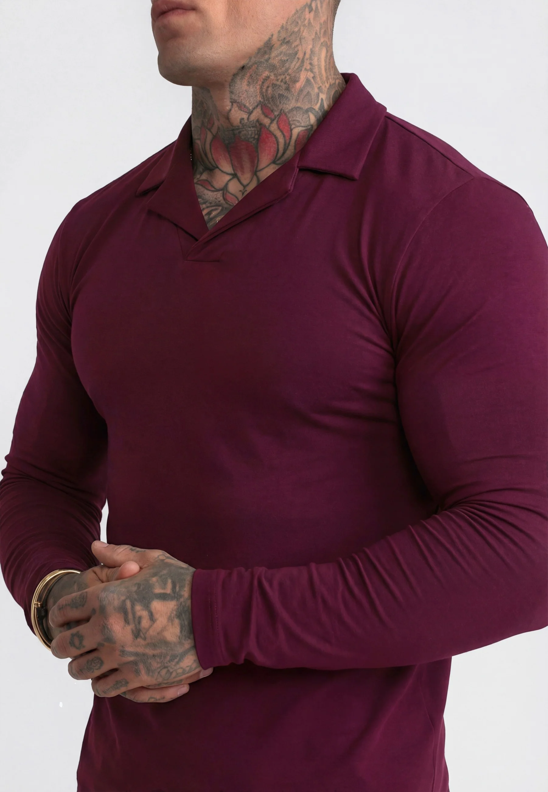 Burgundy LS Revere Polo - Image 2