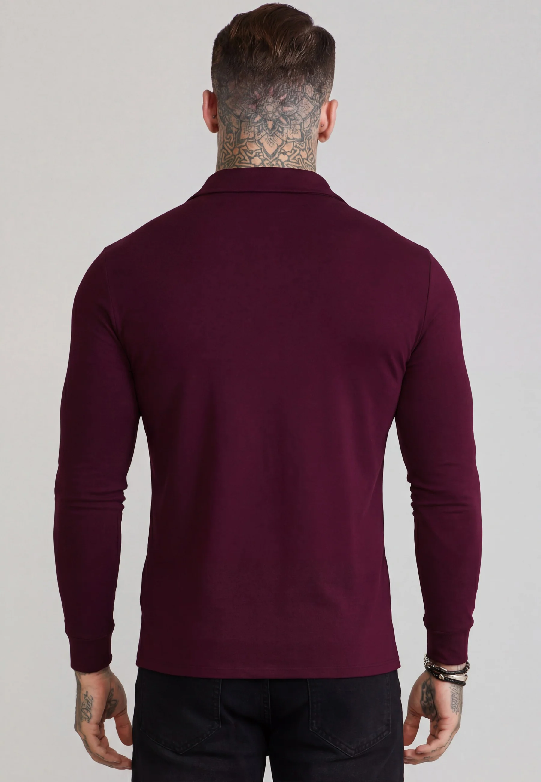 Burgundy LS Revere Polo - Image 5