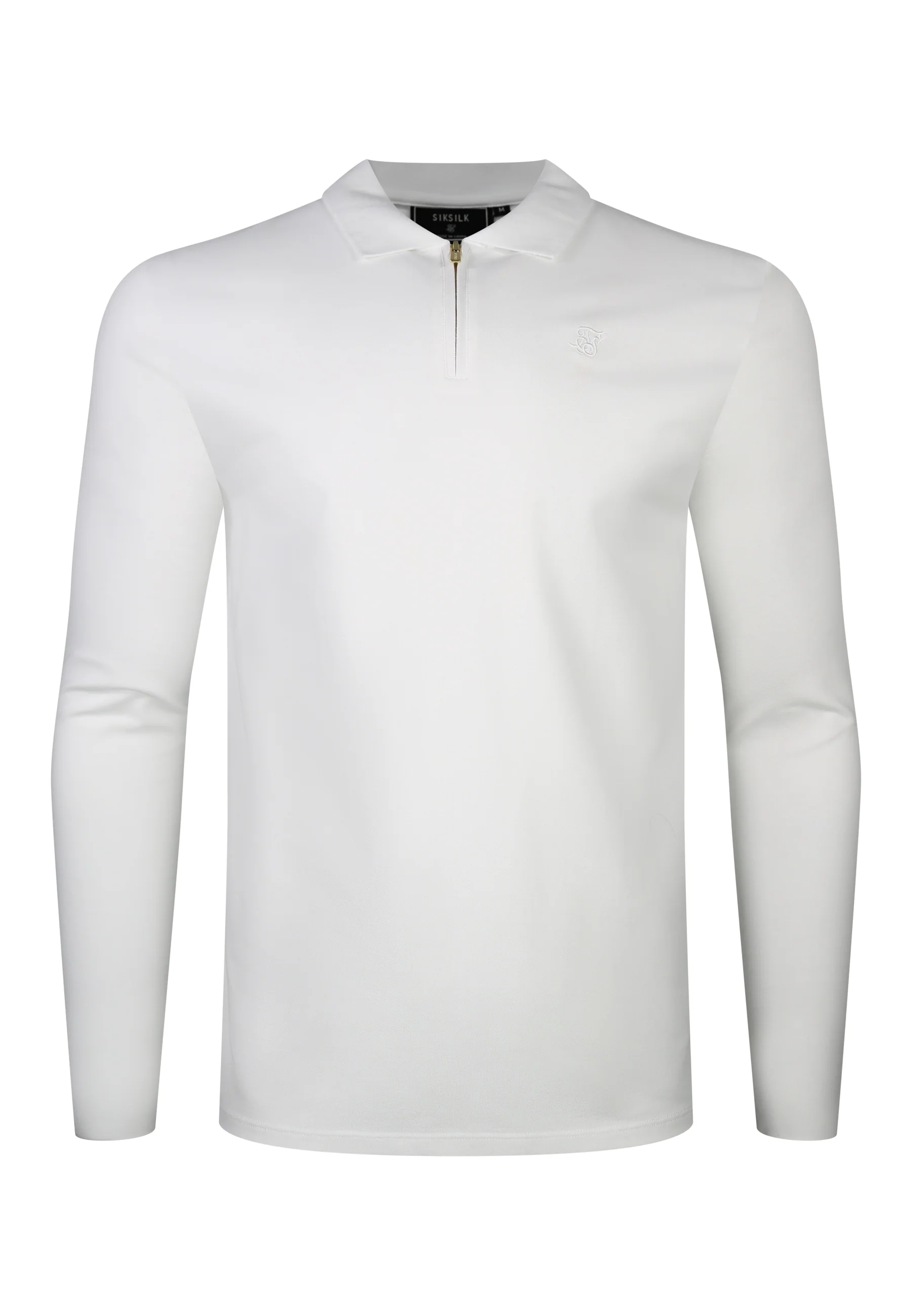 White LS Zip Polo T-Shirt - Image 6