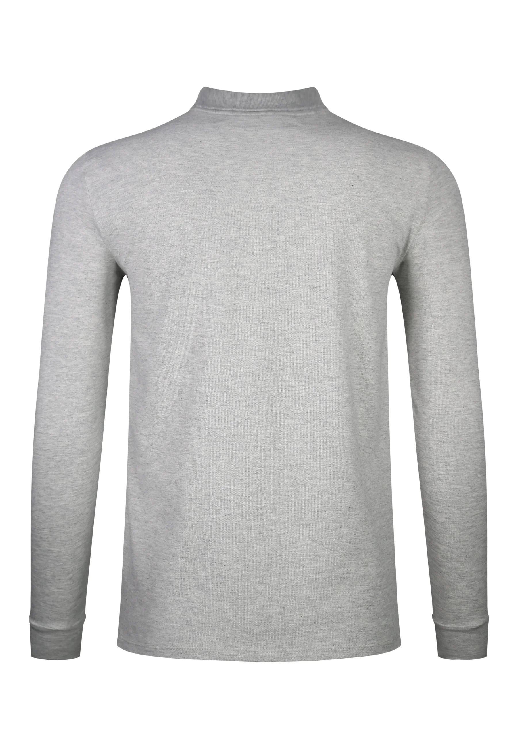 Grey Marl LS Zip Polo T-Shirt - Image 7