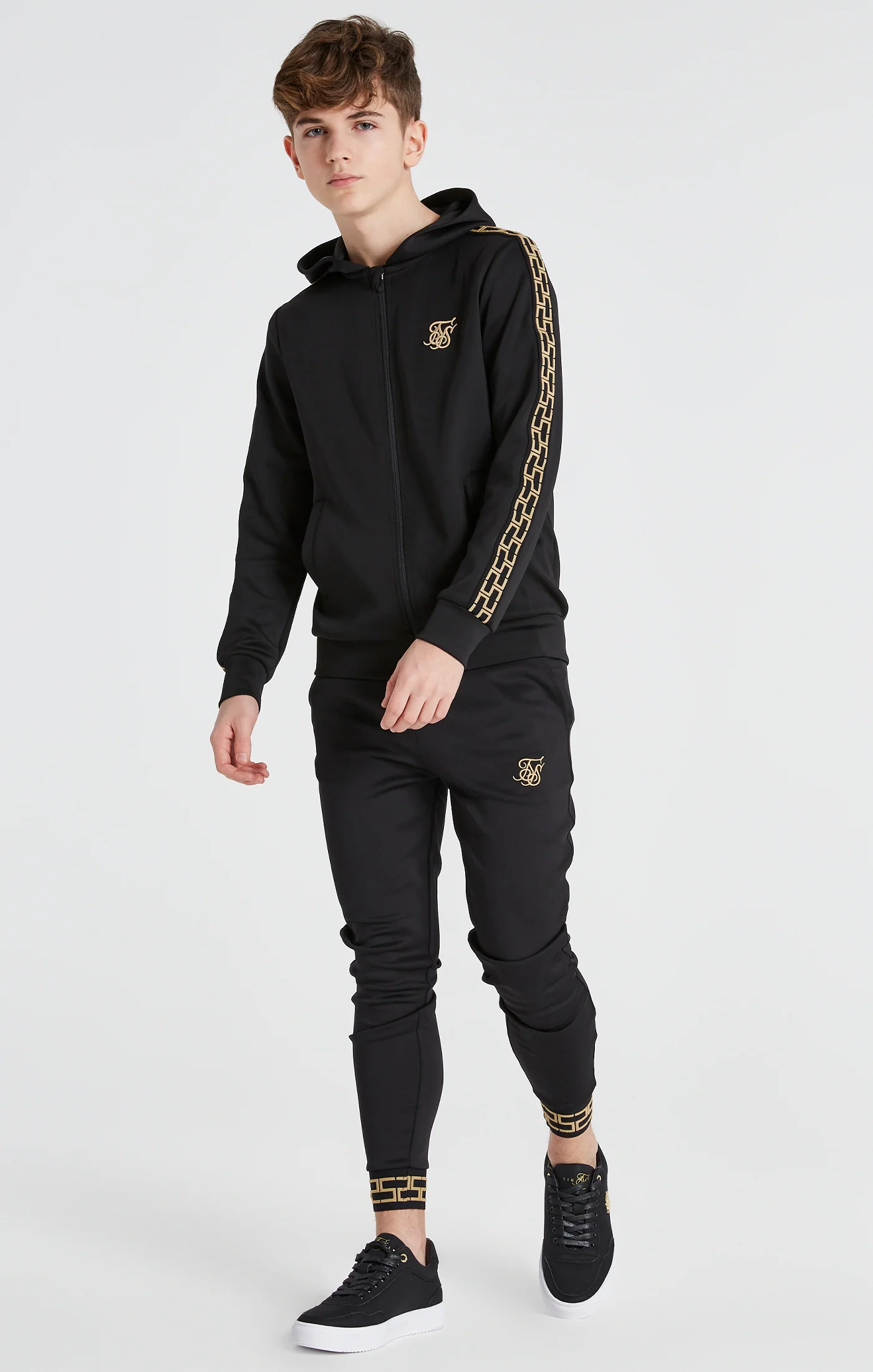 Boys Black Taped Cuffed Jogger - Image 4