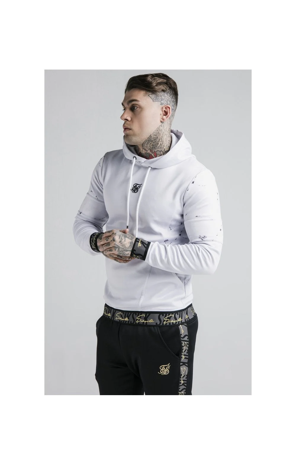 SikSilk Luxe Overhead Hoodie - Grey & White