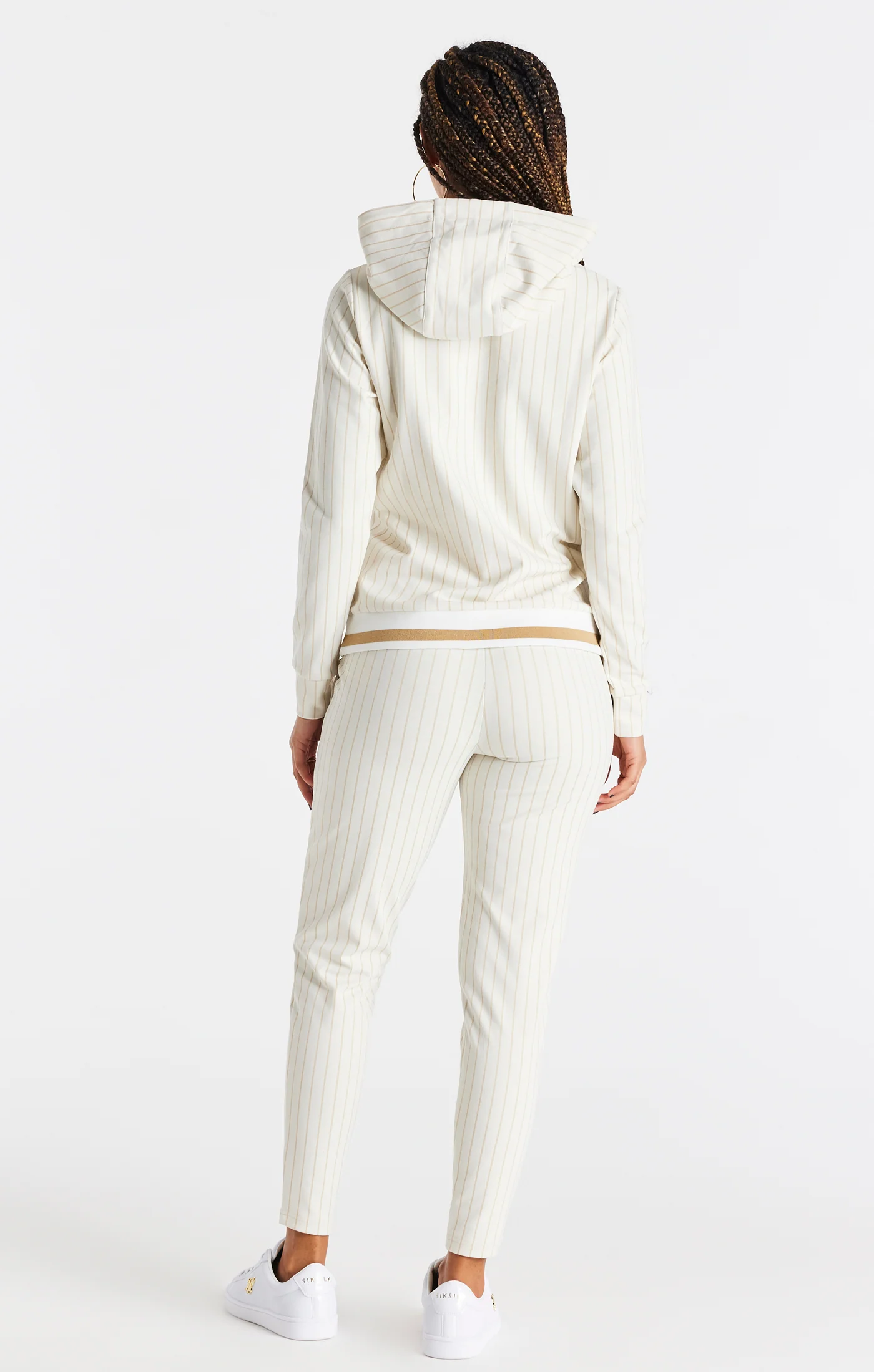 SikSilk Luxe Stripe Pants - Ecru & Gold - Image 6