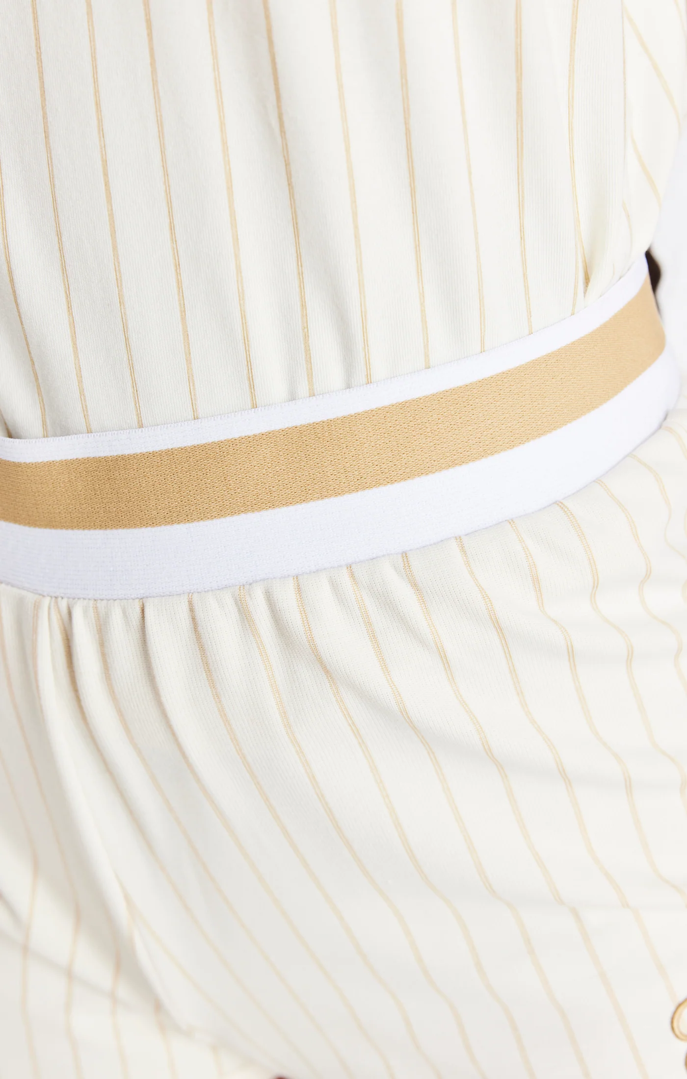 SikSilk Luxe Stripe Shorts - Ecru & Gold - Image 6