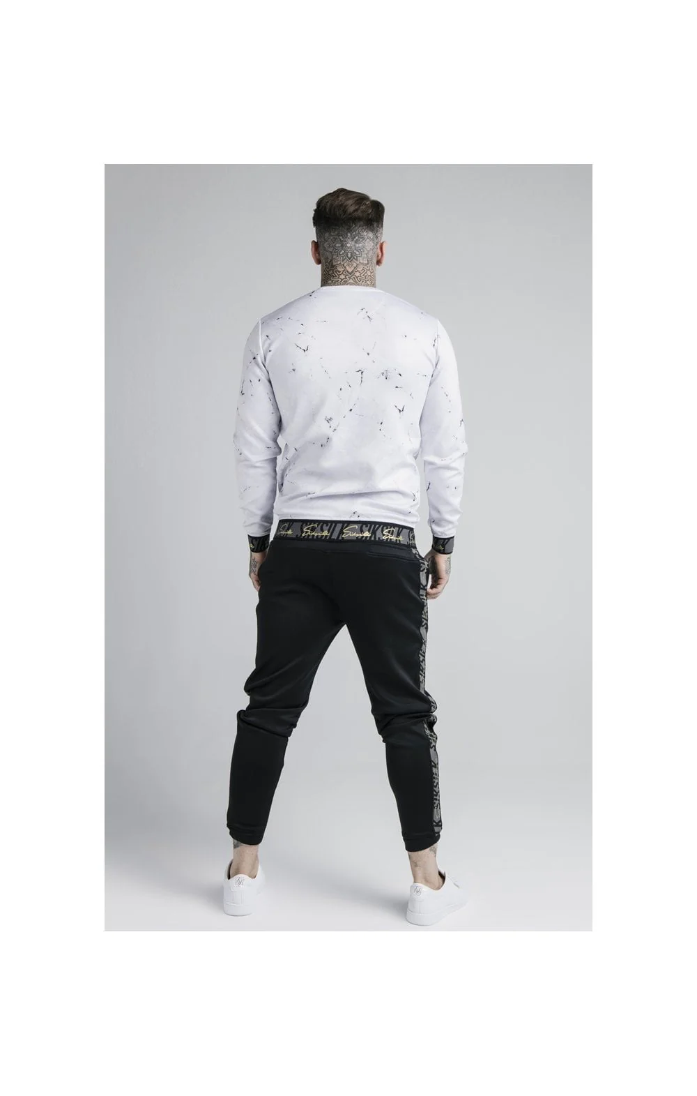 Siksilk Marble Crew Sweat - Grey & White - Image 5