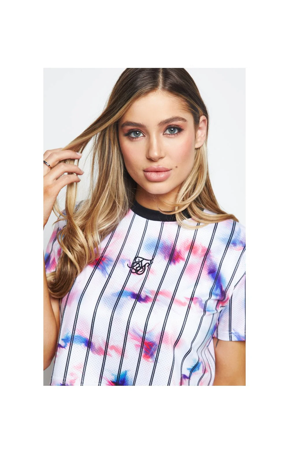 SikSilk Marble Tie Dye Crop Tee - White - Image 2