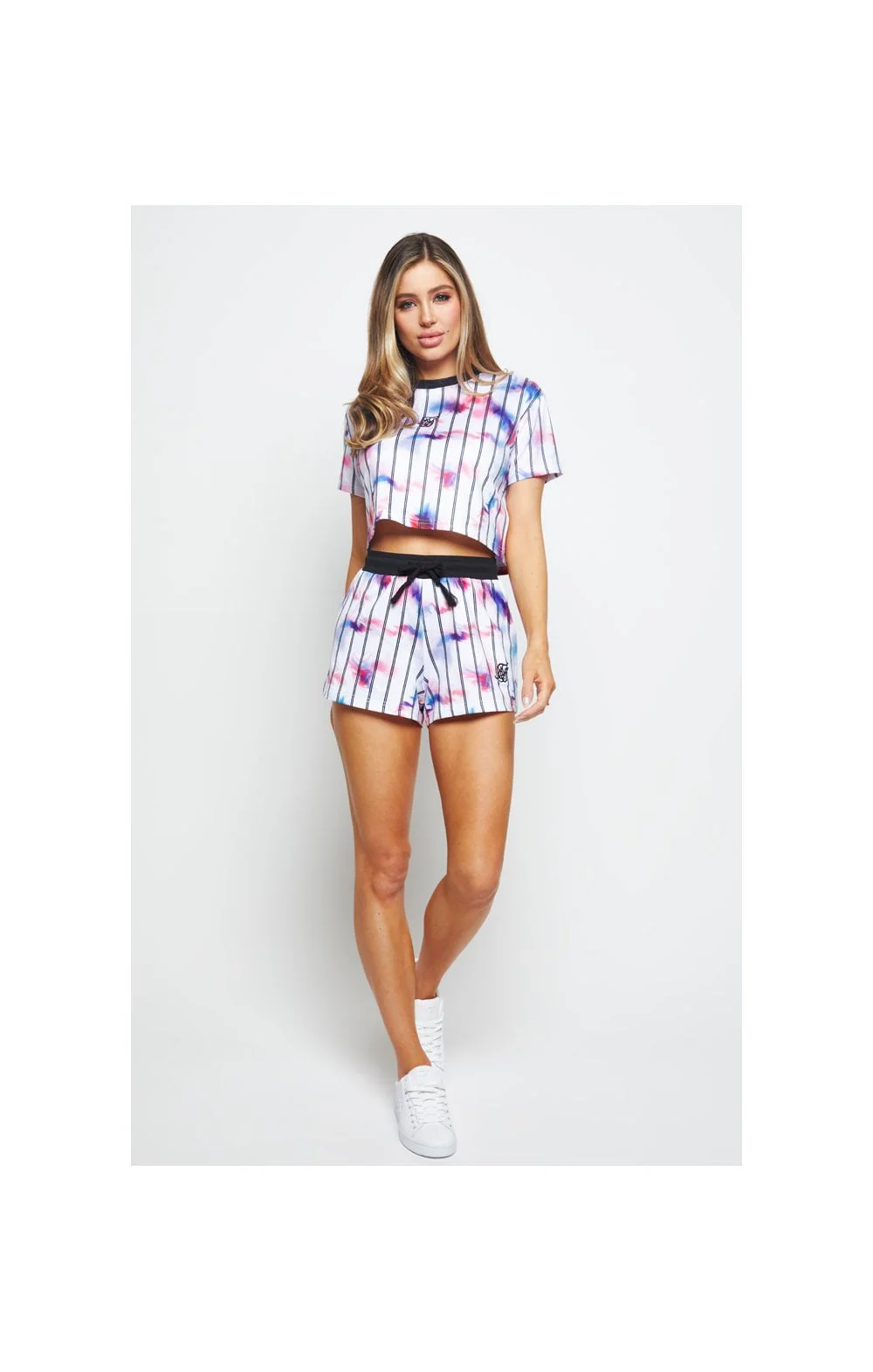 SikSilk Marble Tie Dye Crop Tee - White - Image 4