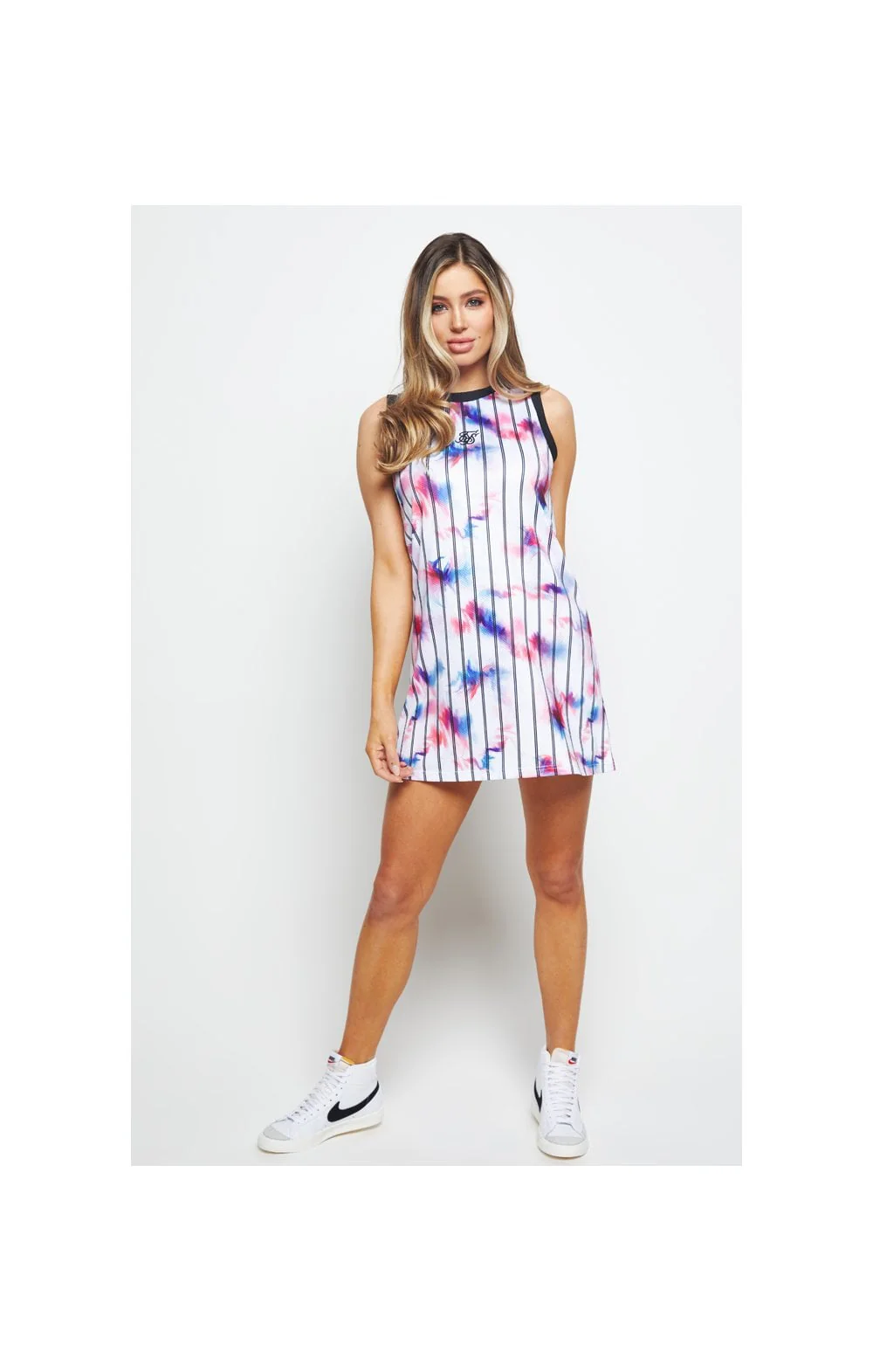 SikSilk Marble Tie Dye Dress - White - Image 7