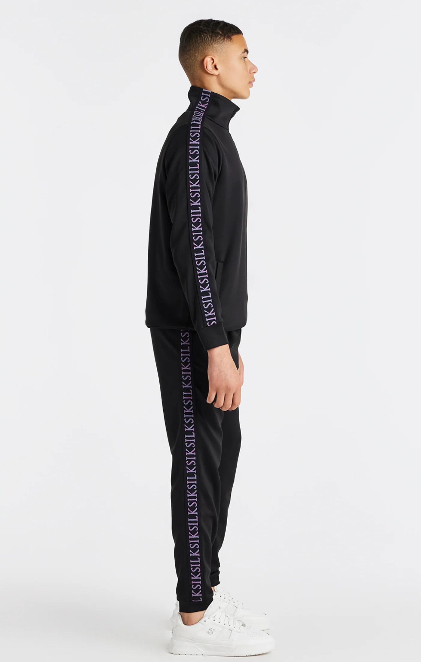 Boys Black Taped 1/4 Zip Funnel Neck - Image 4