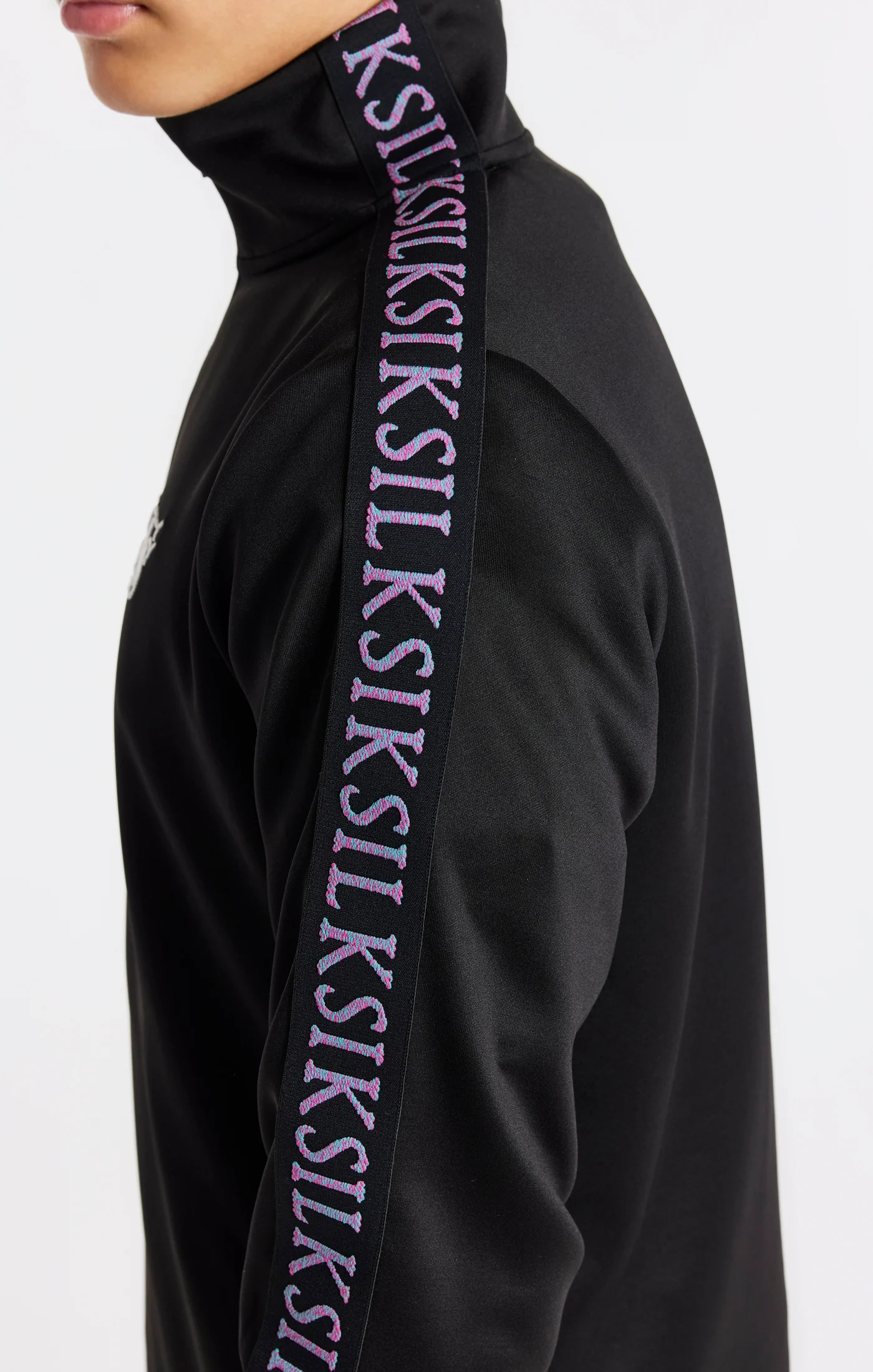 Boys Black Taped 1/4 Zip Funnel Neck - Image 6