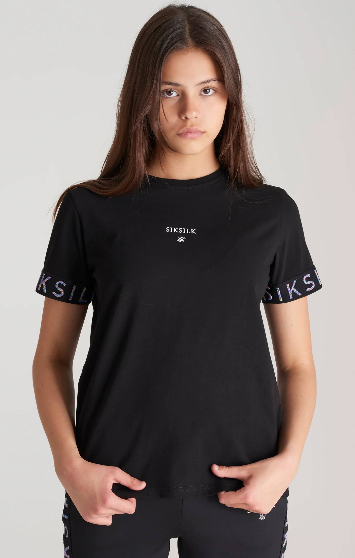 Girls Black Taped Boyfriend T-Shirt