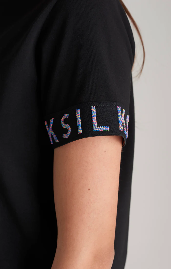 Girls Black Taped Boyfriend T-Shirt - Image 3