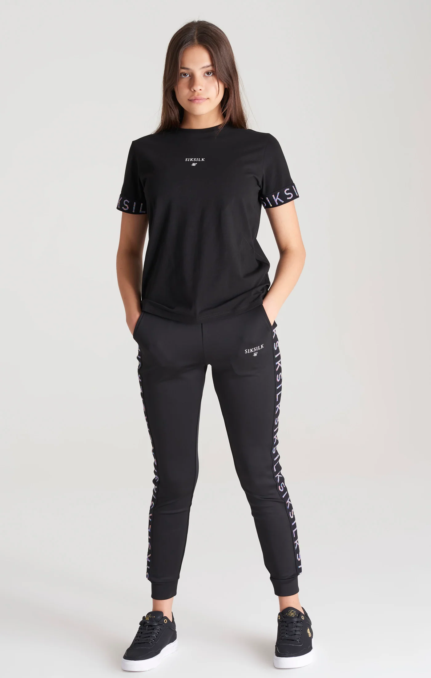 Girls Black Taped Boyfriend T-Shirt - Image 4