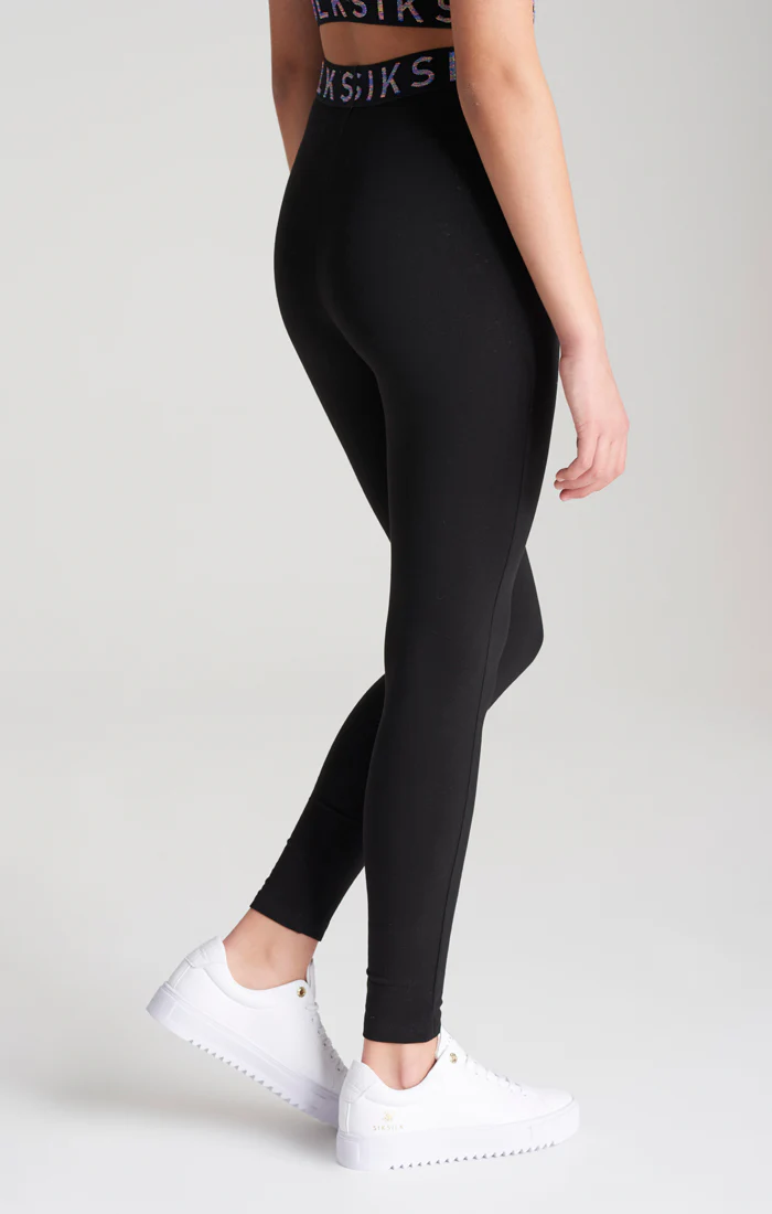 Girls Black Taped Legging - Image 2